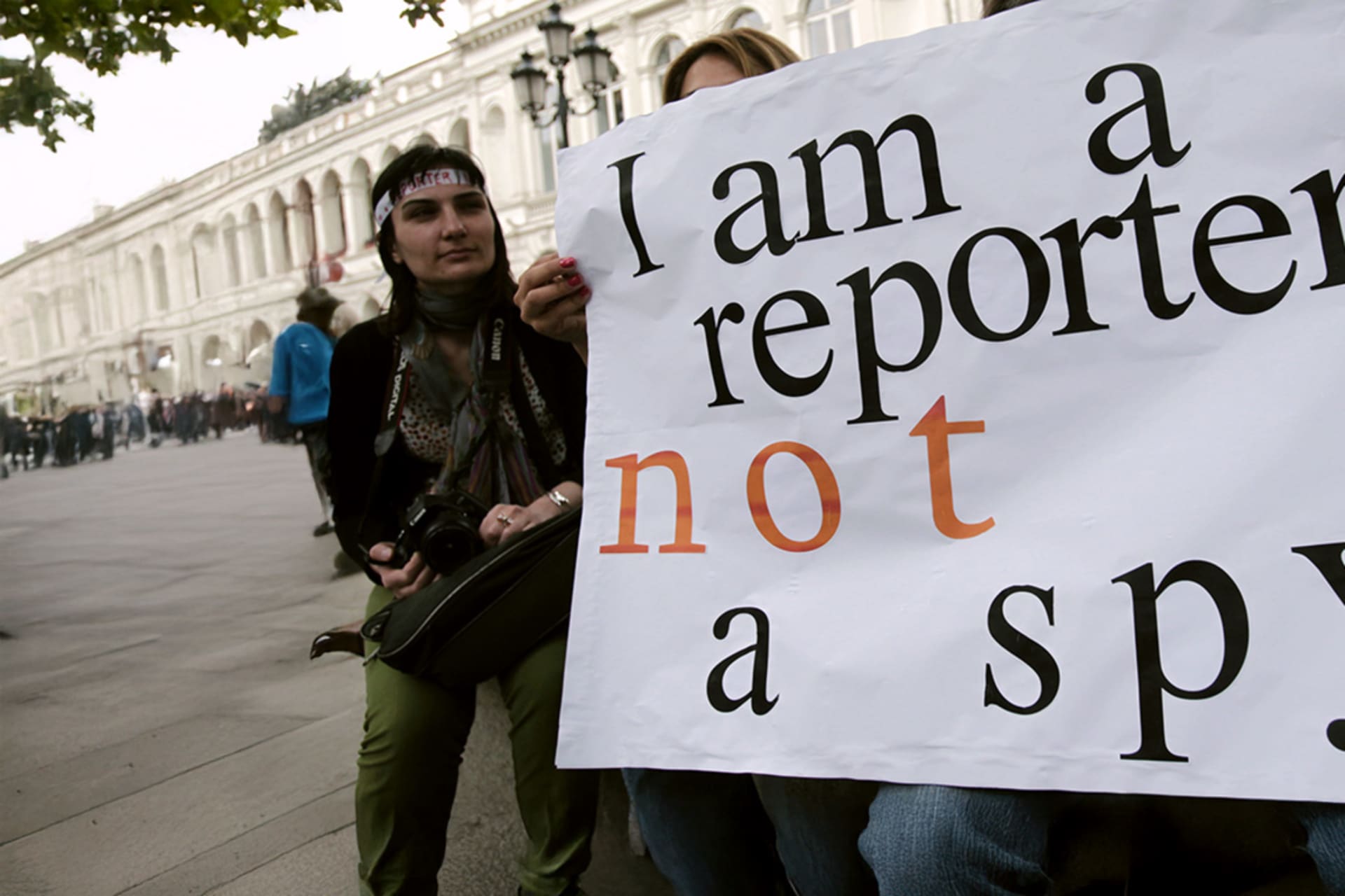 People take part in a flashmob to mark World Press Freedom Day in Tbilisi