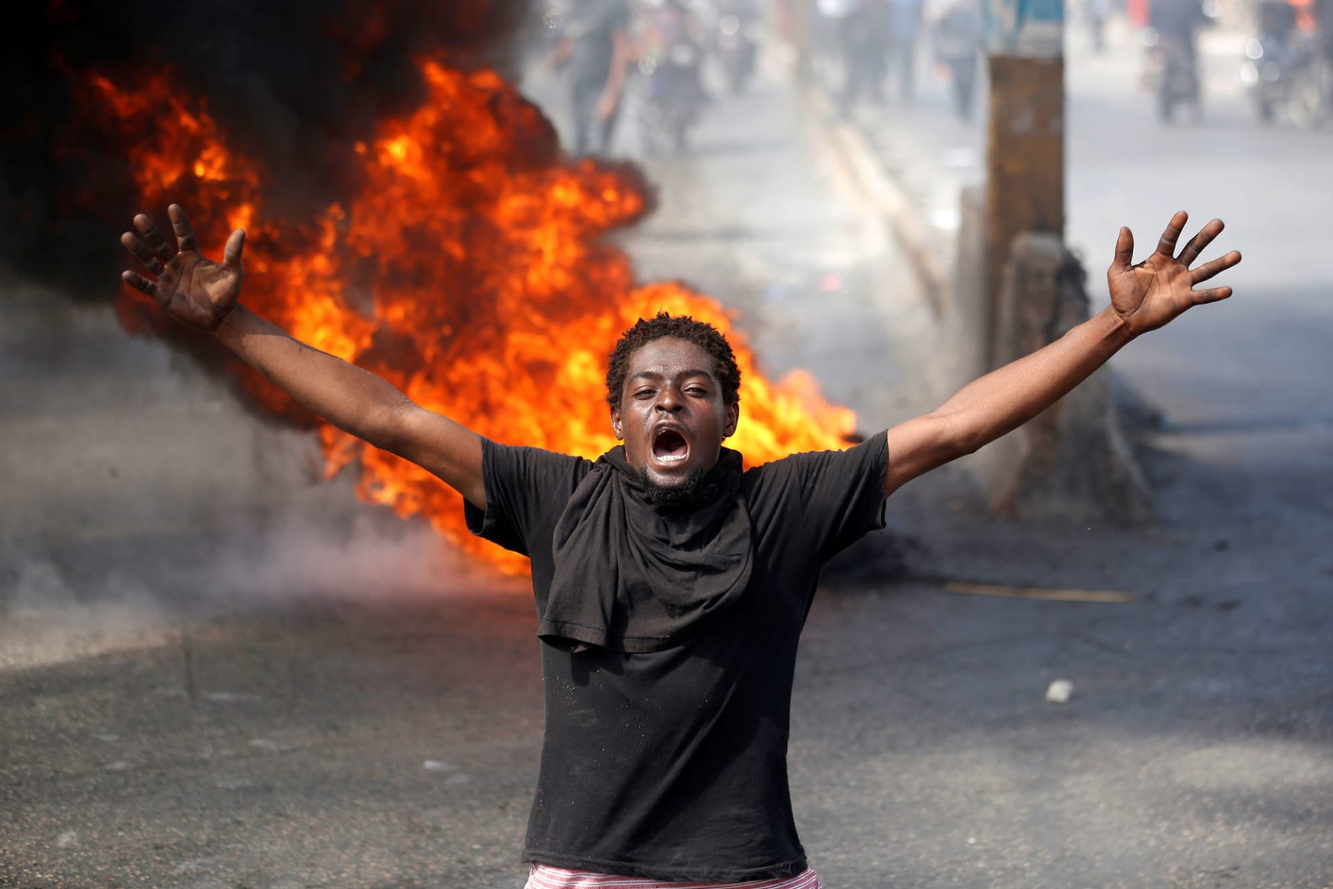 Barricades burn in Haiti in protest against President Jovenel Moise