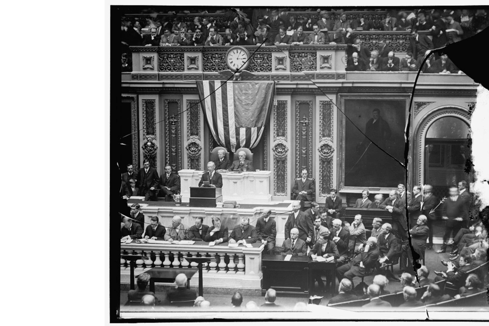 <p><span class="NormalTextRun SCXW258910548 BCX0">Photograph of </span><span class="NormalTextRun SCXW258910548 BCX0">President Woodrow Wilson address</span><span class="NormalTextRun SCXW258910548 BCX0">ing</span><span class="NormalTextRun SCXW258910548 BCX0"> a joint session of Congress</span><span class="NormalTextRun SCXW258910548 BCX0"> by </span><span class="NormalTextRun SCXW258910548 BCX0">Harris &amp; Ewing</span><span class="NormalTextRun SCXW258910548 BCX0">.</span></p>
