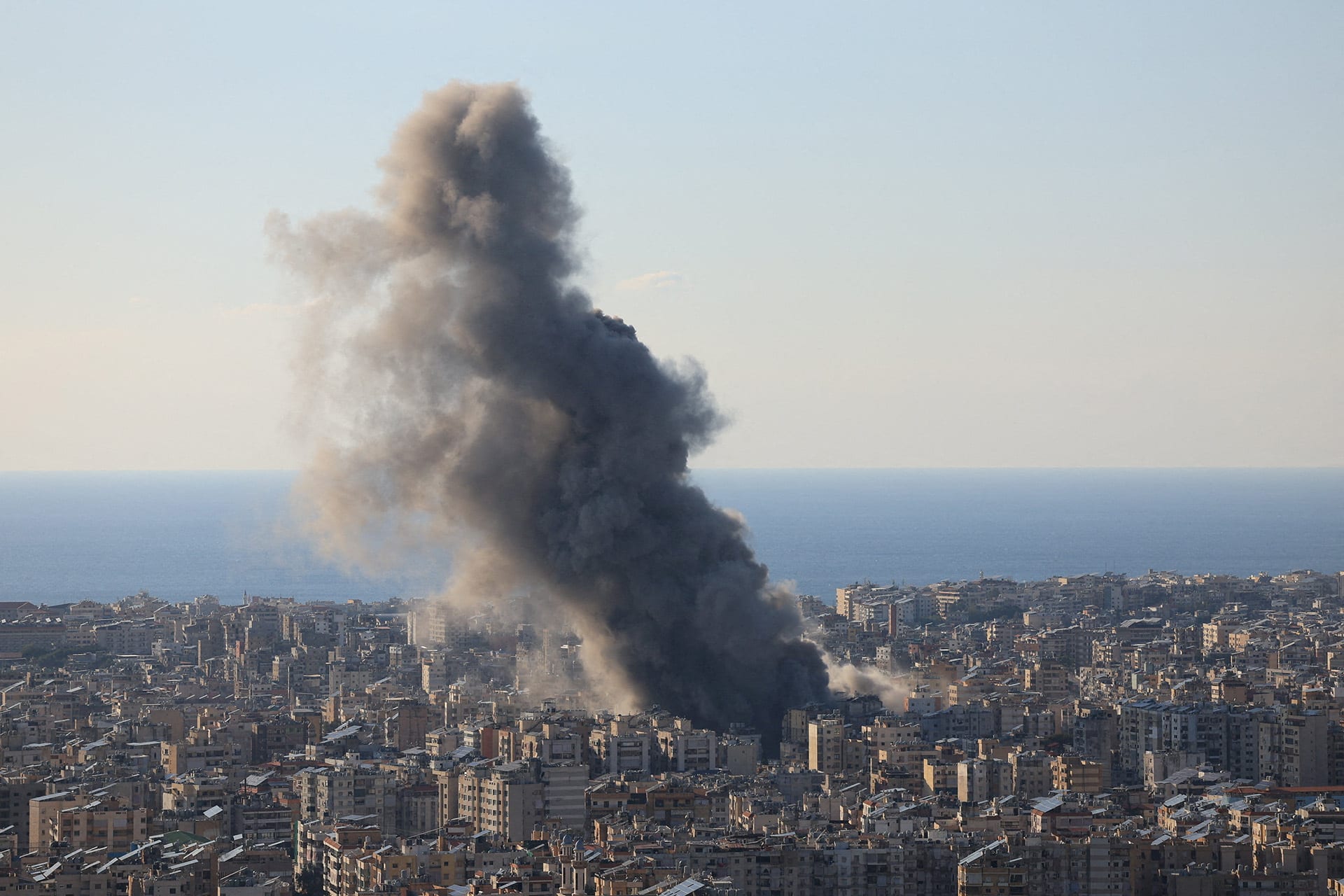 <p>Smoke billows after an Israeli strike on Beirut’s southern suburbs, following an escalation between Hezbollah and Israel amid the U.S.-Israeli conflict with Iran, Lebanon, March 2, 2026. </p>
