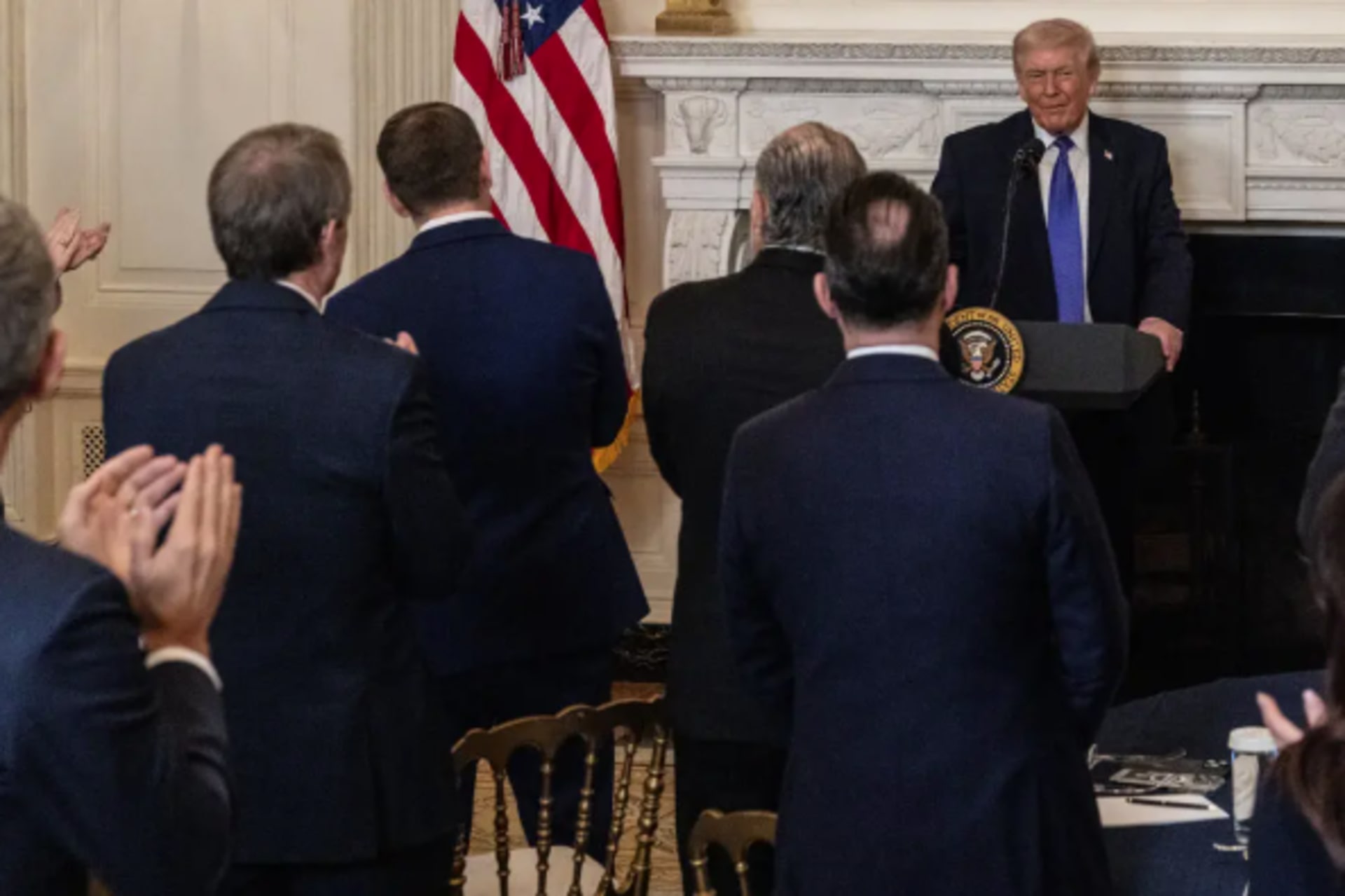 <p>President Trump speaking to governors at the White House on Friday.</p>