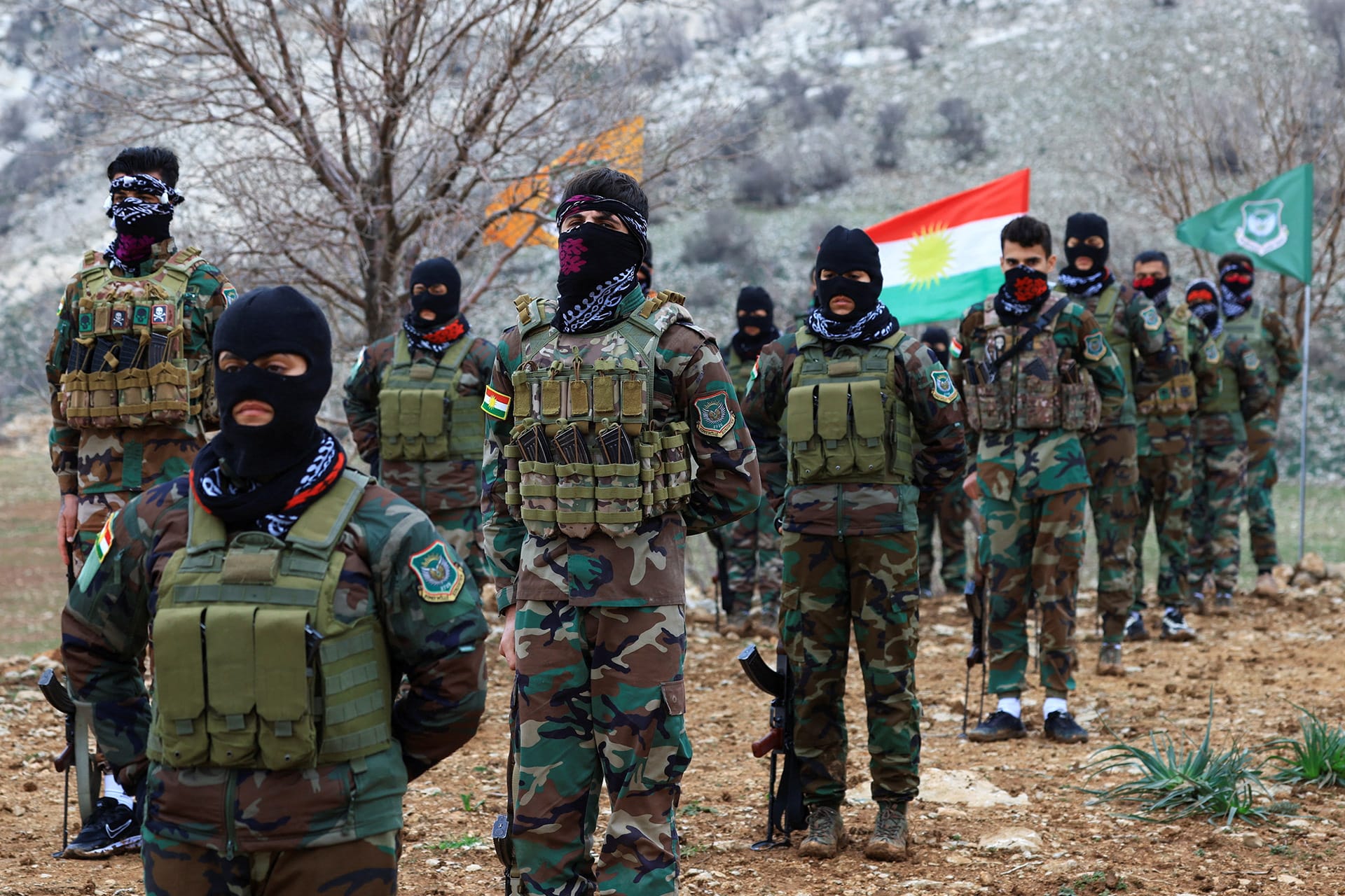 <p>Iranian Kurdish fighters from the Kurdistan Freedom Party (PAK) participate in a training session at a base on the outskirts of Erbil, Iraq, February 12, 2026.</p>
