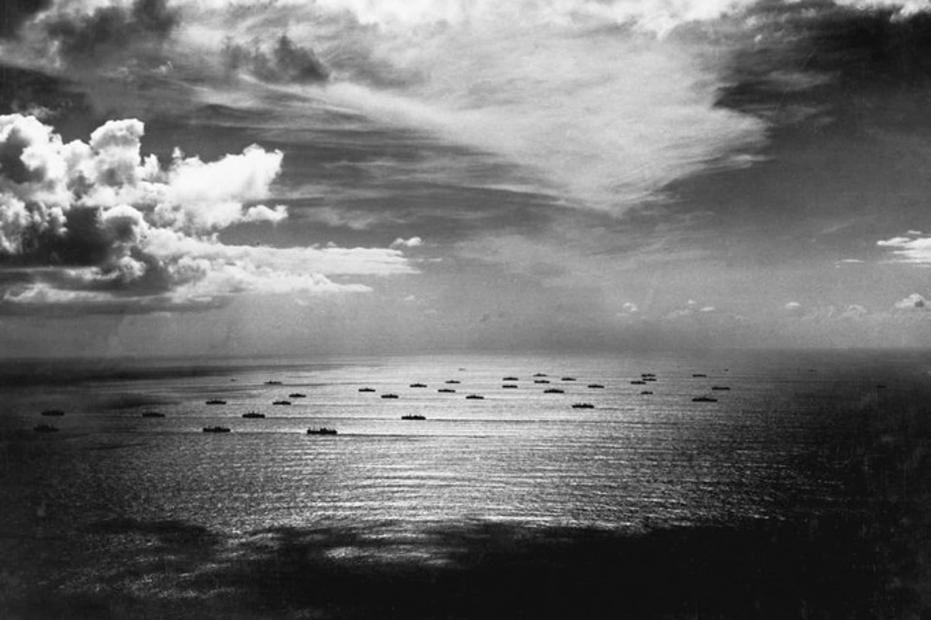 <p>Some of the two thousand vessels in the Allied convoy cross the Atlantic to the North African coast to take part in Operation Torch.  Horace Bristol/Corbis/Getty Images</p>
