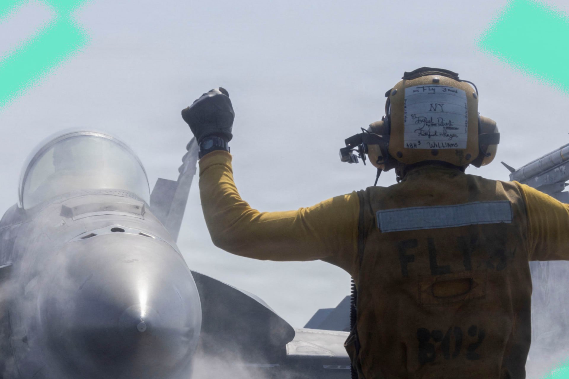 An F/A-18F Super Hornet prepares to launch from the USS Abraham Lincoln during Operation Epic Fury, February 28, 2026.