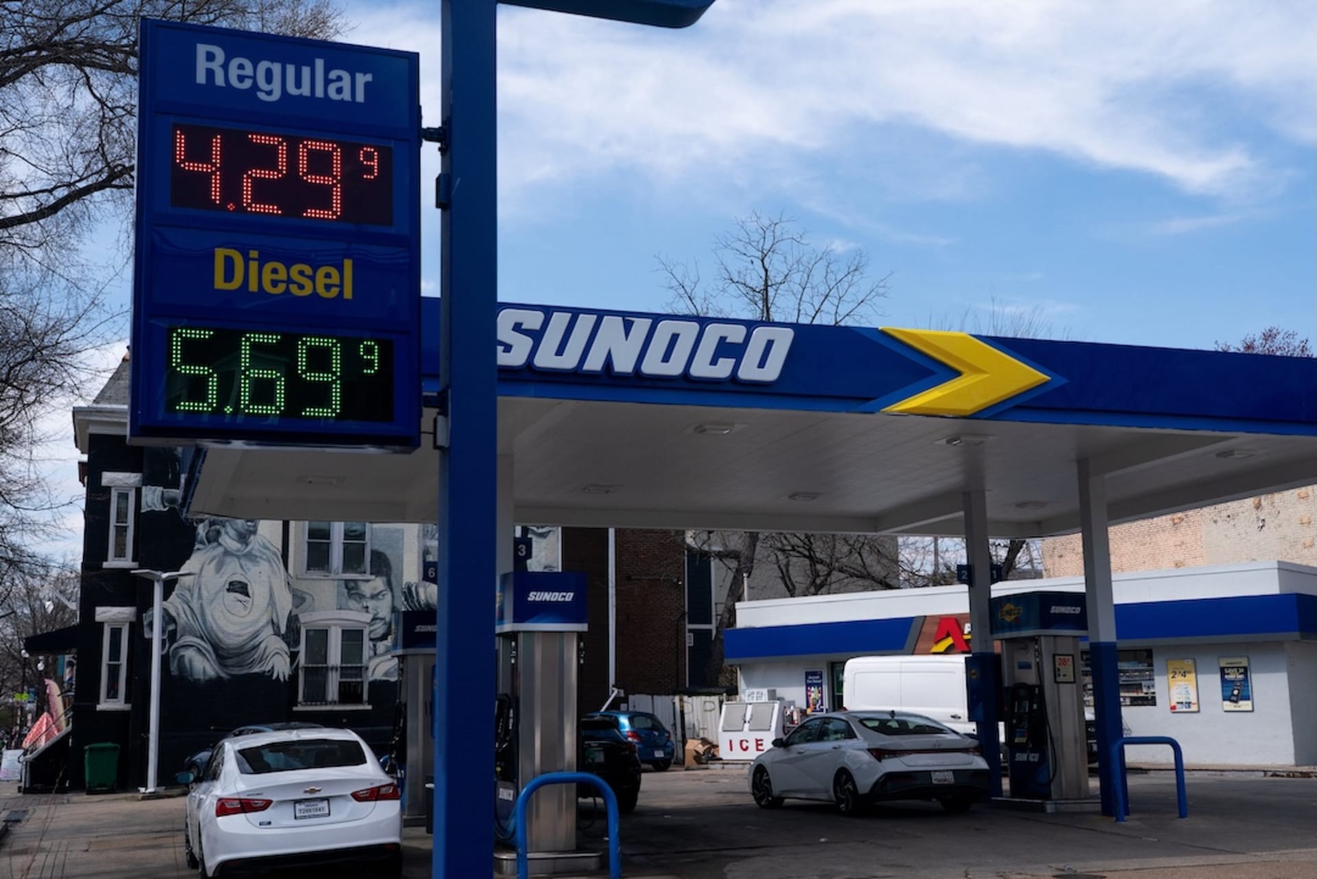 <p>Prices are seen at a gas station on Capitol Hill amid the U.S.-Israeli war with Iran, in Washington, D.C., U.S., March 19, 2026. </p>
