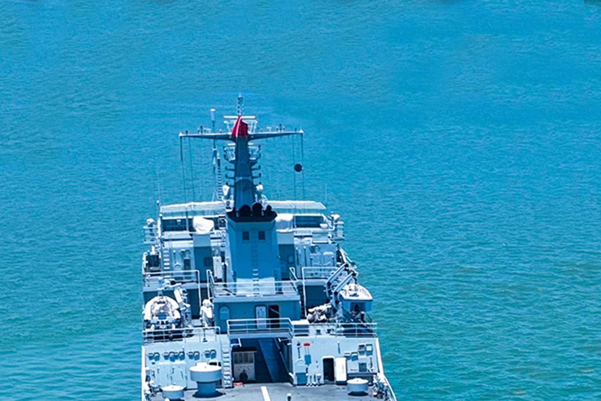 A Chinese military ship.