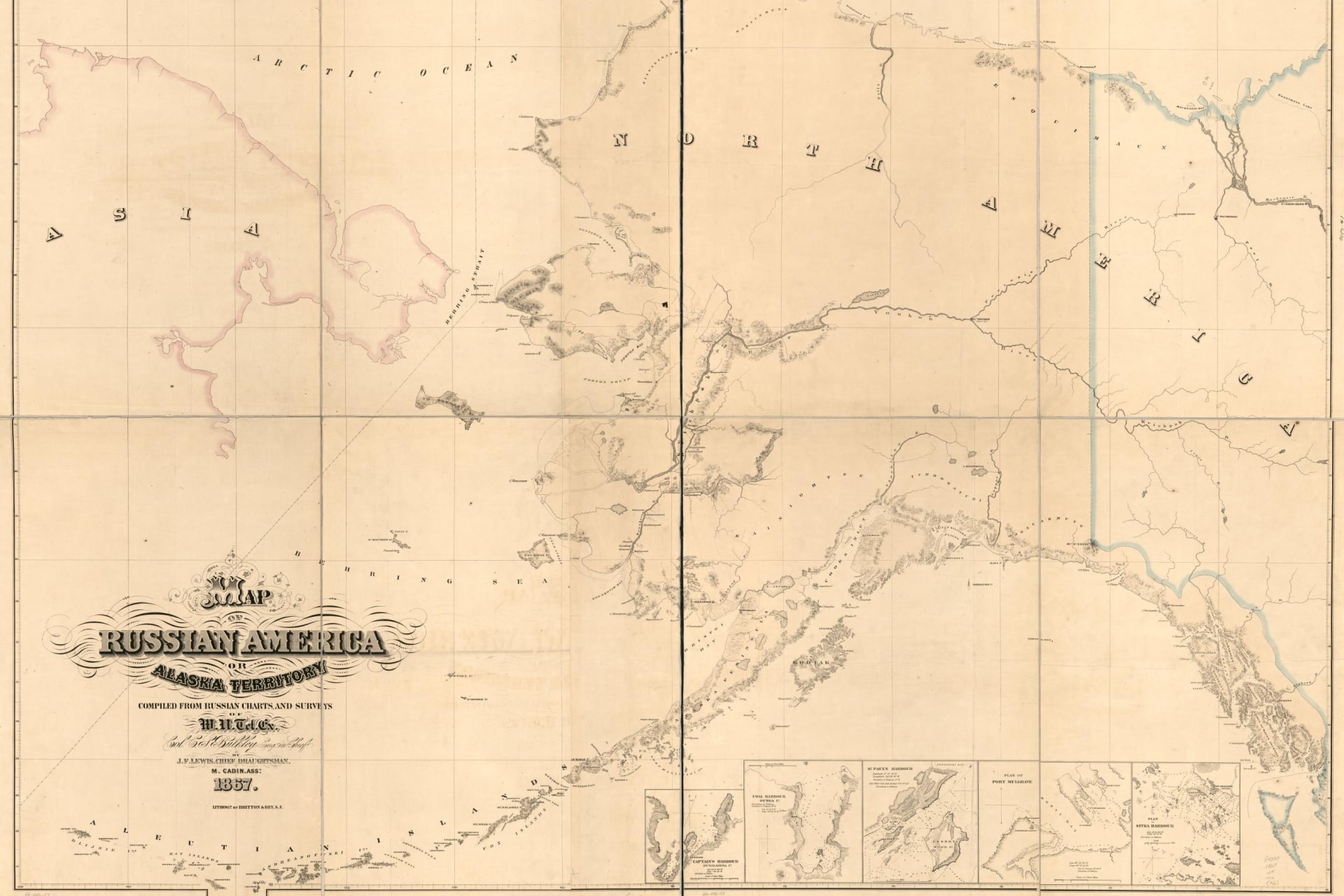 <p>Map of Russian America by J. F. Lewis in 1867.</p>
