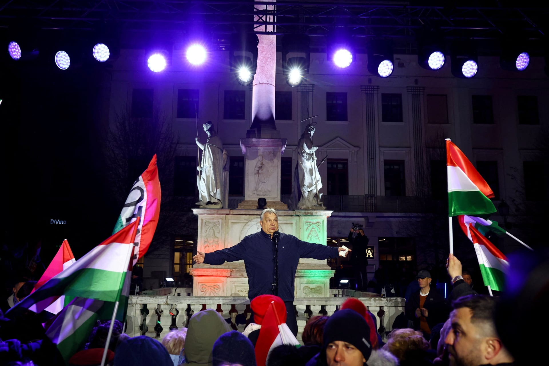 Hungarian Prime Minister Orban speaks during an election campaign rally in Gyor