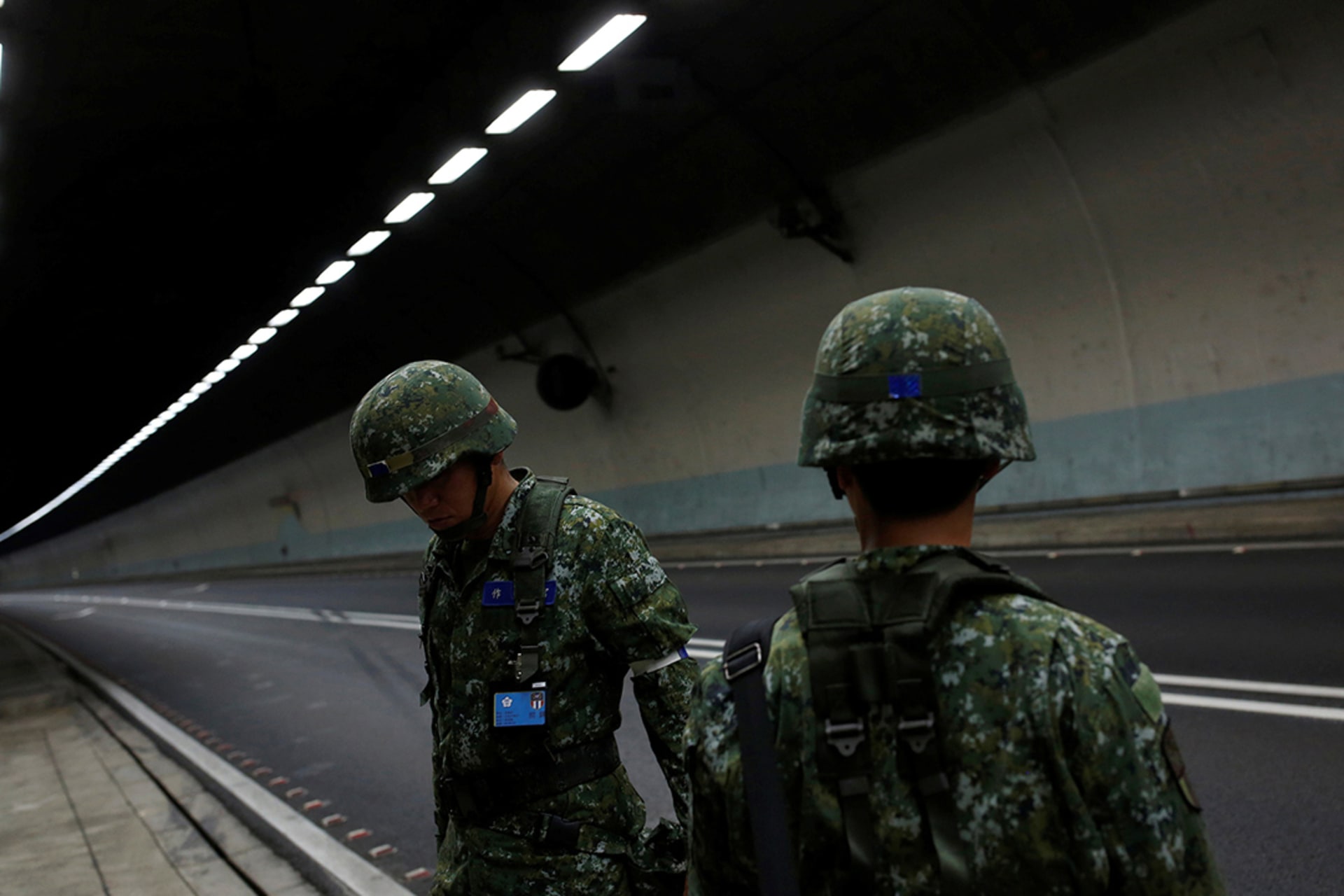 Two Taiwanese soldiers seen in tunnel.