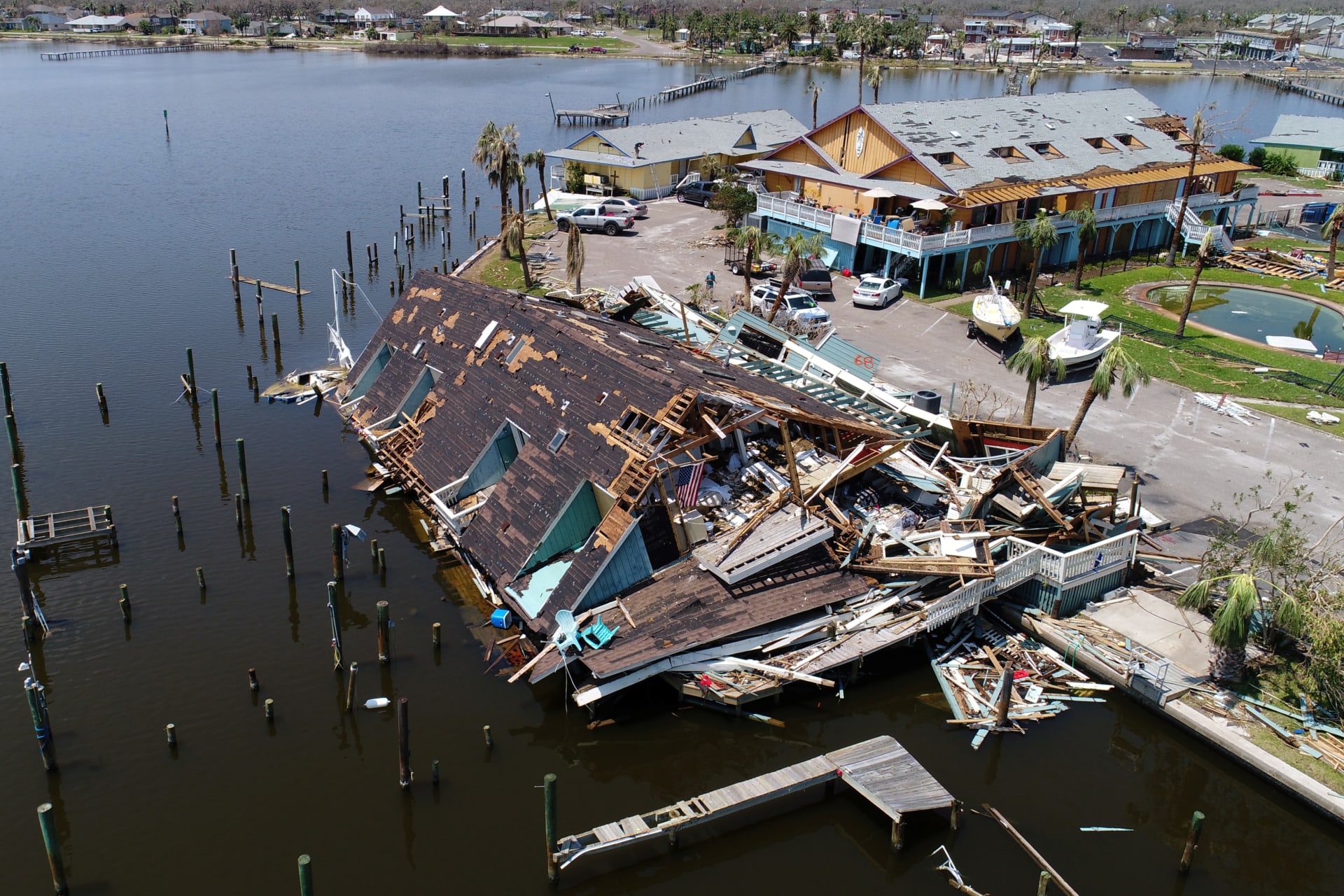 <p>Damage caused by Hurricane Harvey in Rockport, Texas, U.S., August 31, 2017. </p>