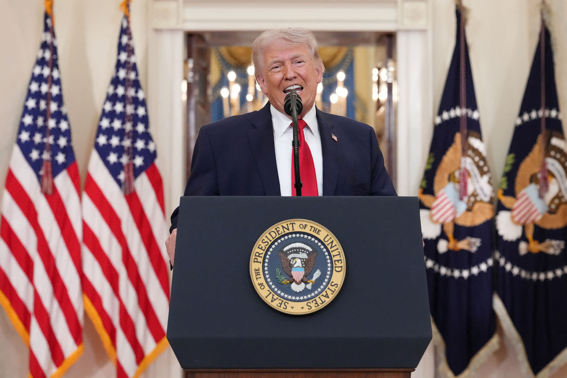 <p>U.S. President Donald Trump delivers an address to the nation about the Iran war at the White House in Washington, D.C., U.S. April 1, 2026.</p>
