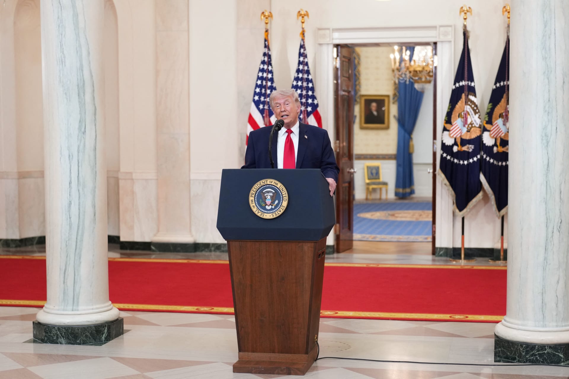 <p>President Donald Trump delivers an address to the nation about the Iran war at the White House, April 1, 2026.</p>
