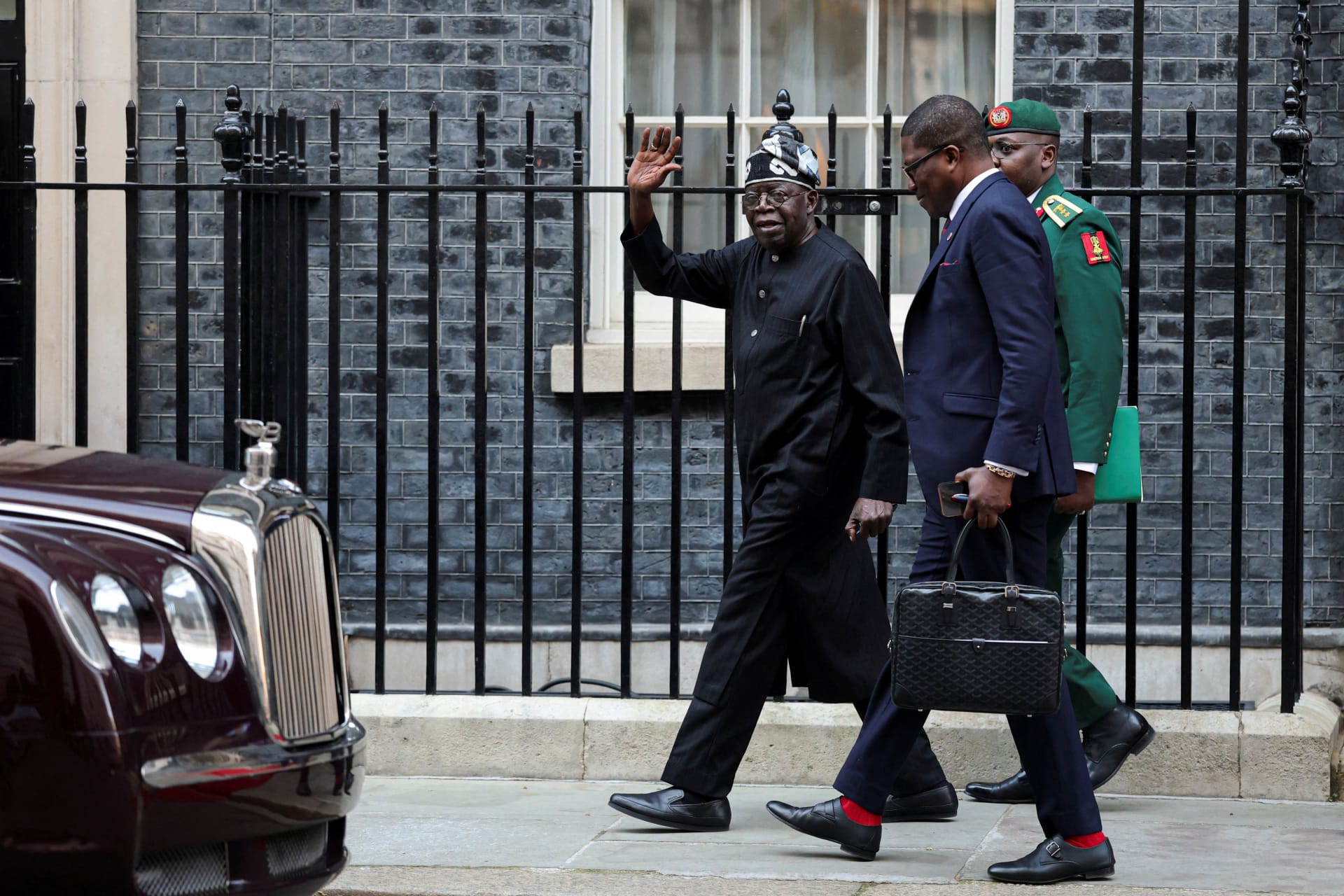 <p>Nigerian President Bola Tinubu leaves 10 Downing Street after meeting with British Prime Minister Keir Starmer during his state visit to the United Kingdom, in London, England, on March 19, 2026.</p>
