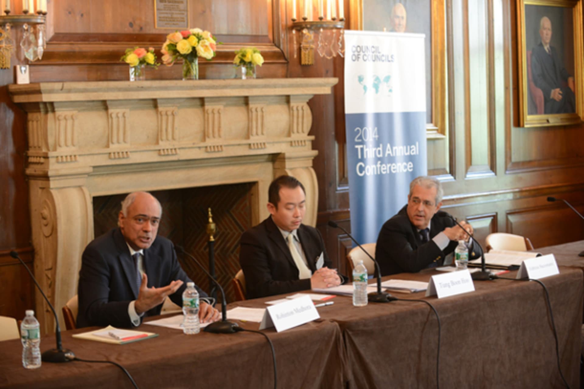 <p>Panelists speak during the third session on global finance at the Council of Councils Third Annual Conference at Harold Pratt House (Don Pollard).</p>

