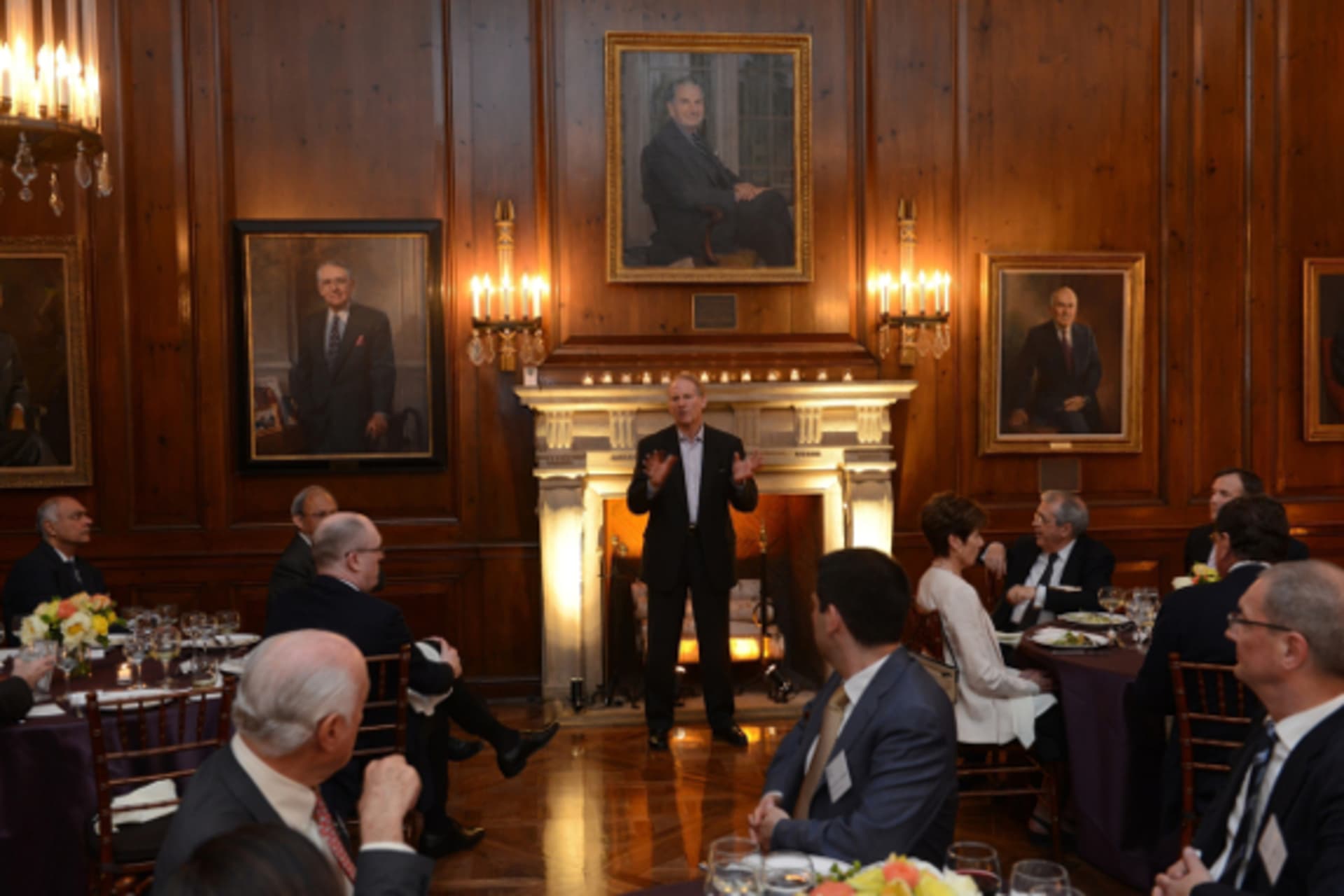 <p>Richard Haass welcomes participants during the opening dinner of the Council of Councils Third Annual Conference at Harold Pratt House (Don Pollard).</p>
