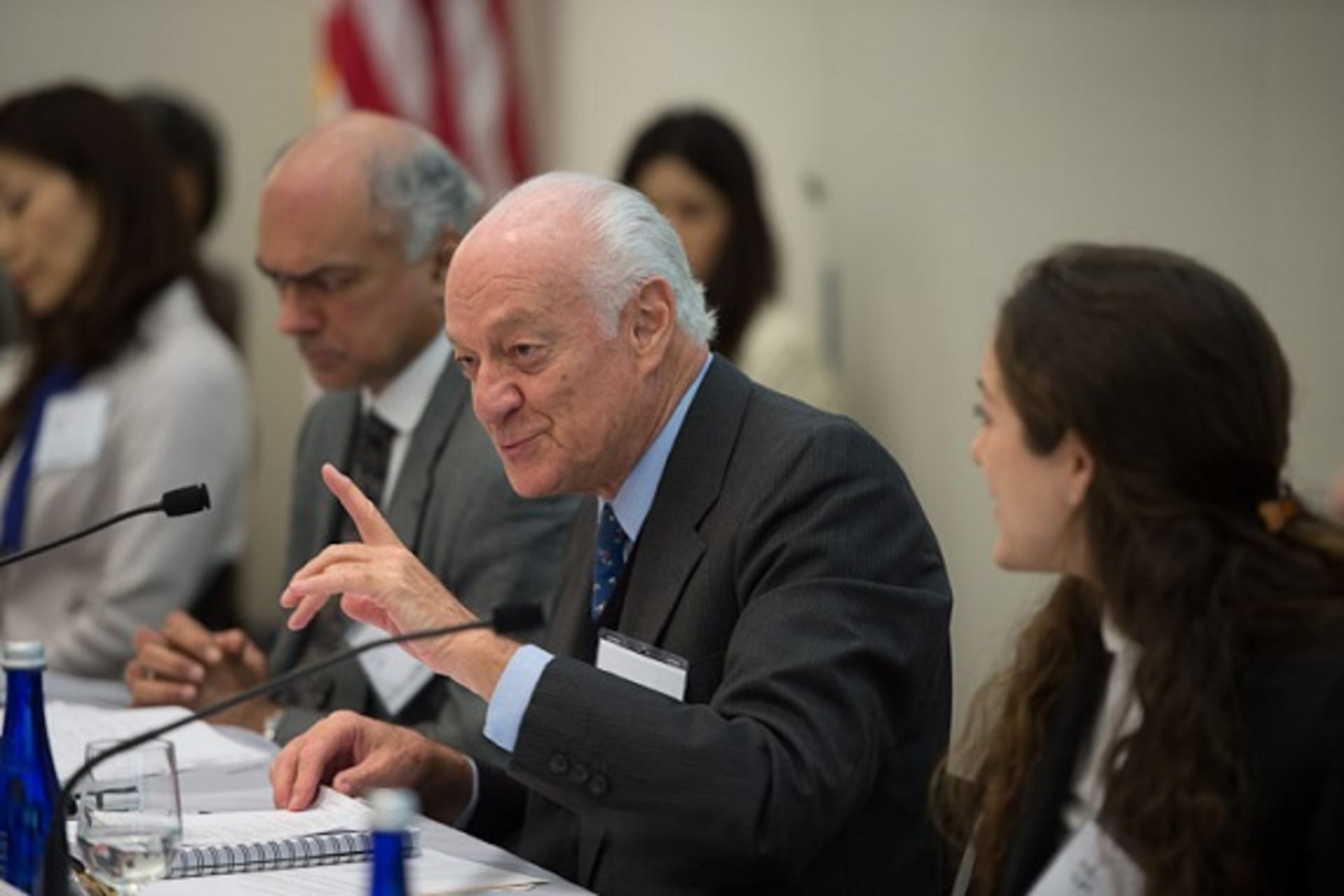 <p>Ambassador Andrés Rozental of the Mexican Council on Foreign Relations raises a question during the CoC Second Annual Conference (Kaveh Sardari).</p>
