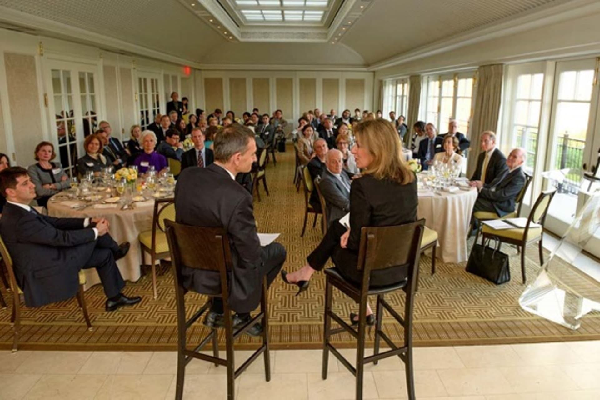 <p>Volker Perthes and Elizabeth Sherwood-Randall speak during the CoC Fourth Annual Conference (Kaveh Sardari).</p>
