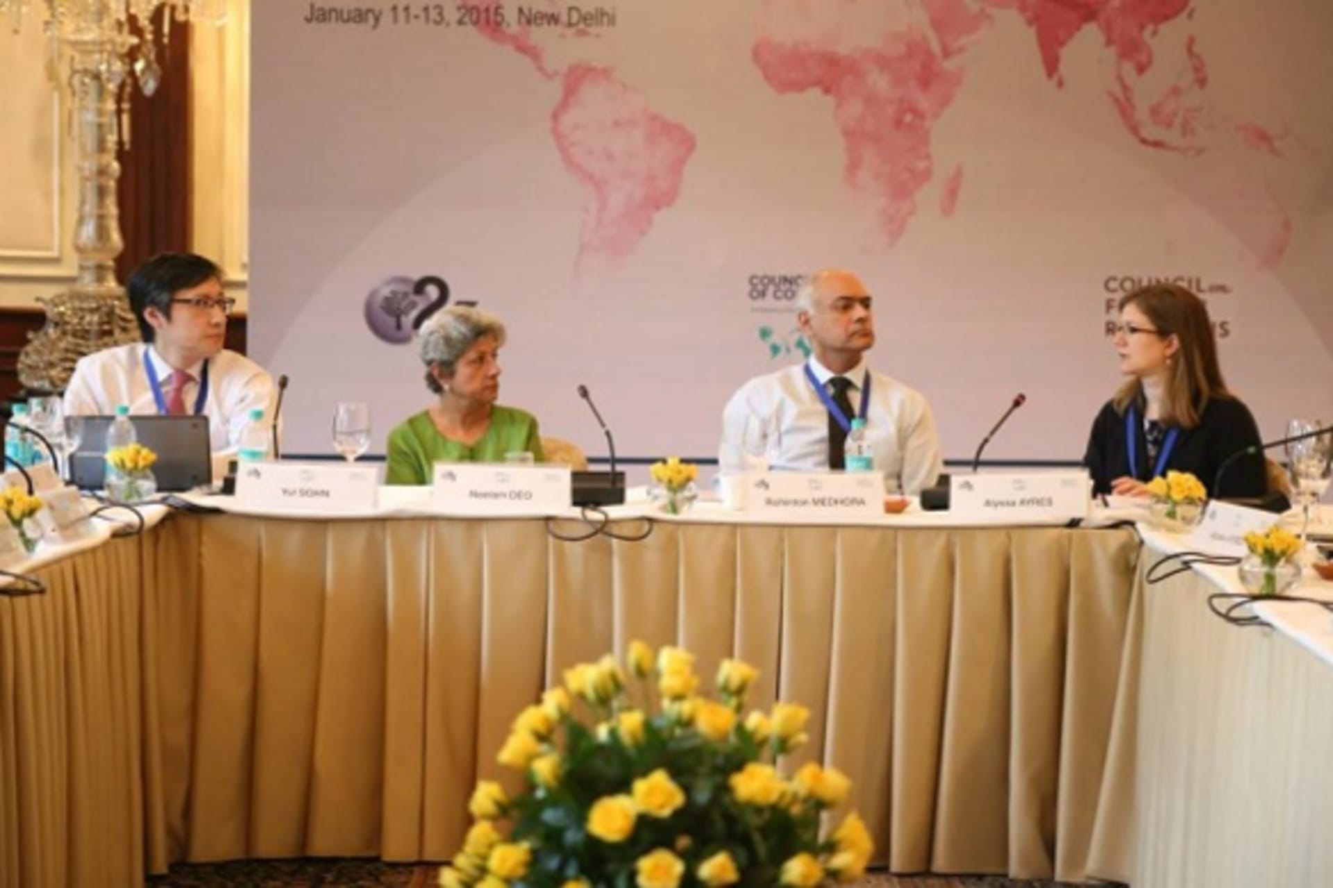 <p>Alyssa Ayres of CFR discusses multilateral trading systems during the Council of Councils Seventh Regional Conference (Pradeep Kumar).</p>