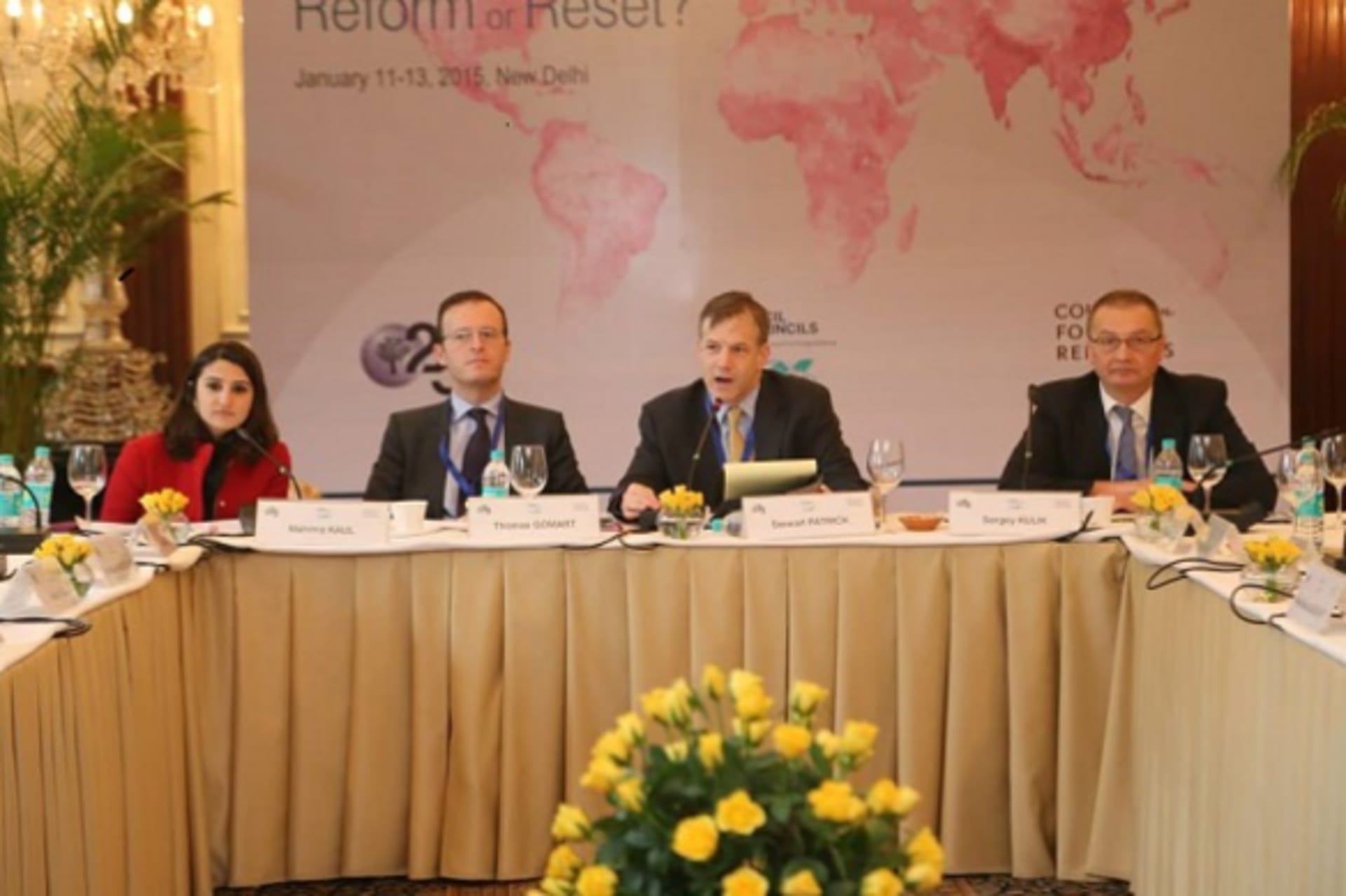 <p>Stewart Patrick of CFR discusses Internet governance during the Council of Councils Seventh Regional Conference (Pradeep Kumar).</p>