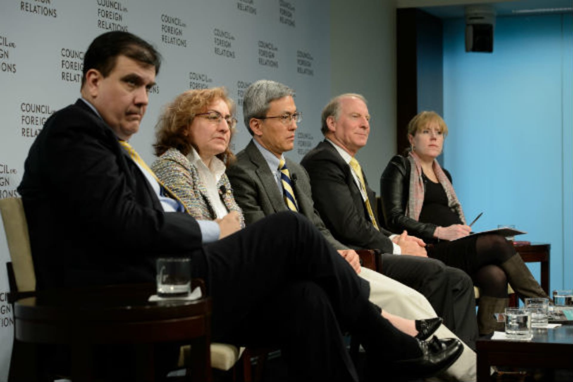 <p>Carlos Ivan Simonsen Leal, Elizabeth Sidiropoulos, Chen Dongxiao, Richard Haass, and Missy Ryan discuss the Council of Councils Report Card. (Kaveh Sardari)</p>
