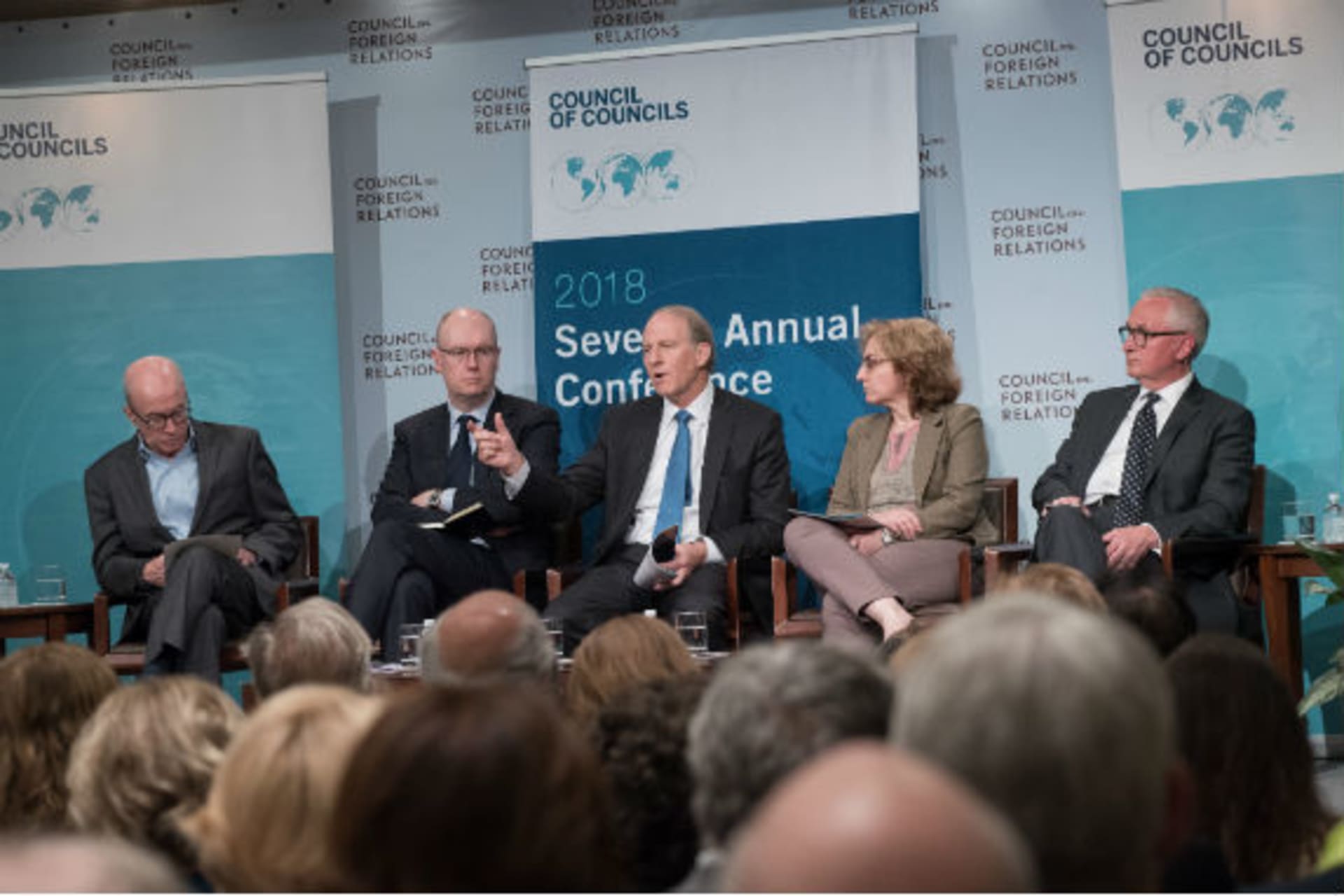 <p>Alan Murray, Michael Fullilove, Richard Haass, Elizabeth Sidiropoulos, and Igor Yurgens at the launch of the CoC Report Card on International Cooperation (Melanie Einzig).</p>
