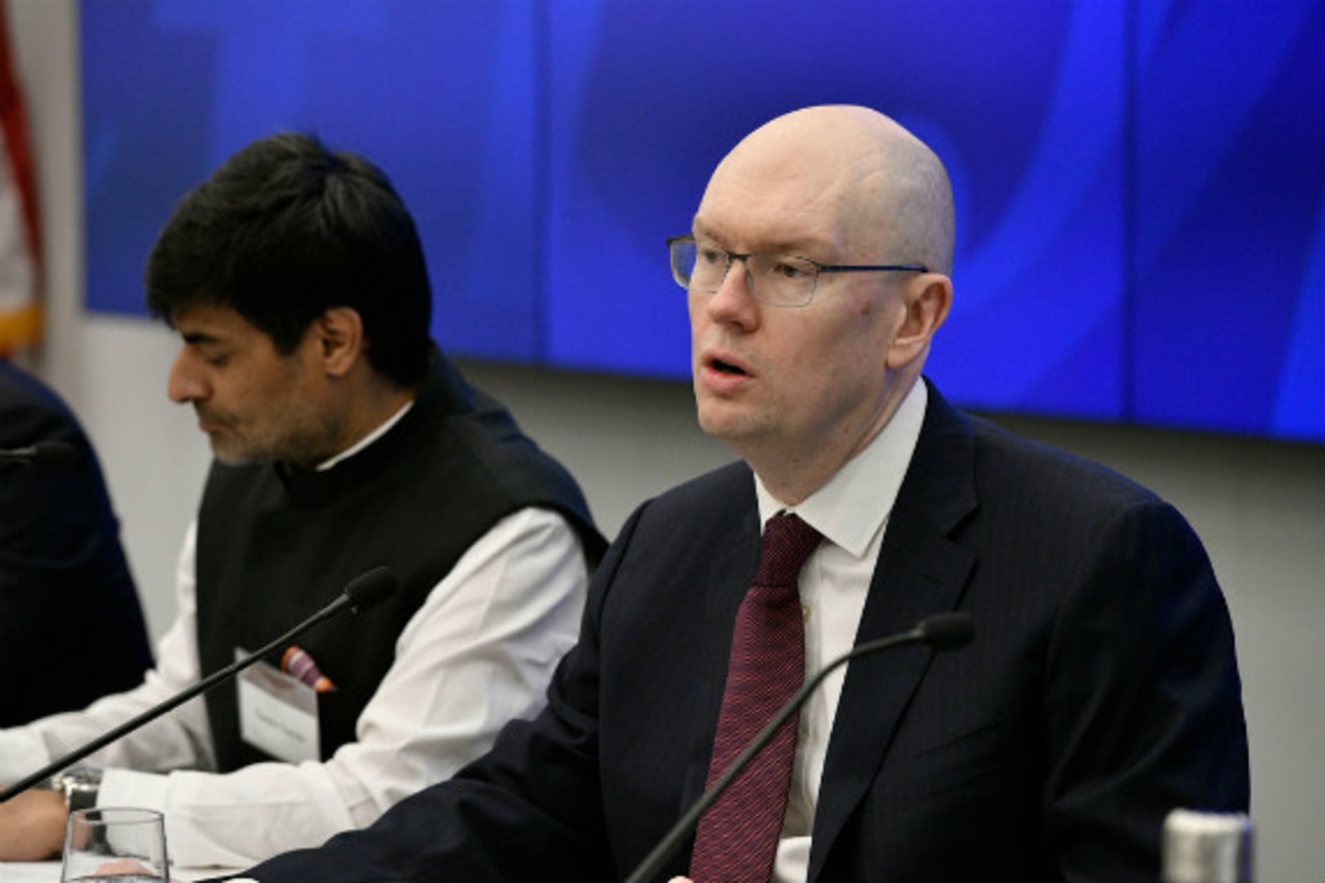 <p>Michael Fullilove during the first session of the conference, what the future of the world order should look like. (Kaveh Sardari)</p>