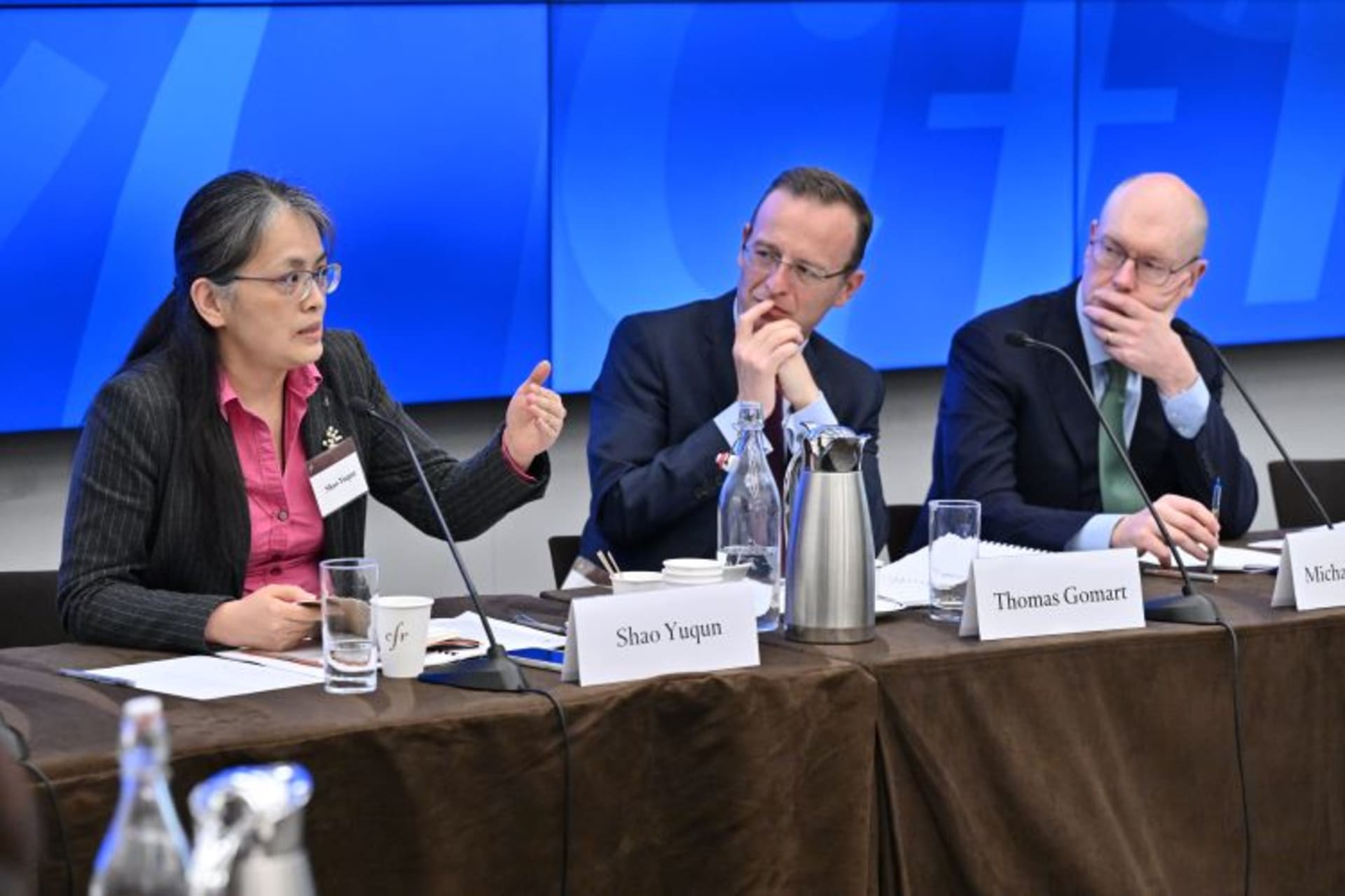 <p>Shao Yuqun, Thomas Gomart, and Michael Fullilove discuss “Geopolitics and the Future of World Order.” (Kaveh Sardari)</p>