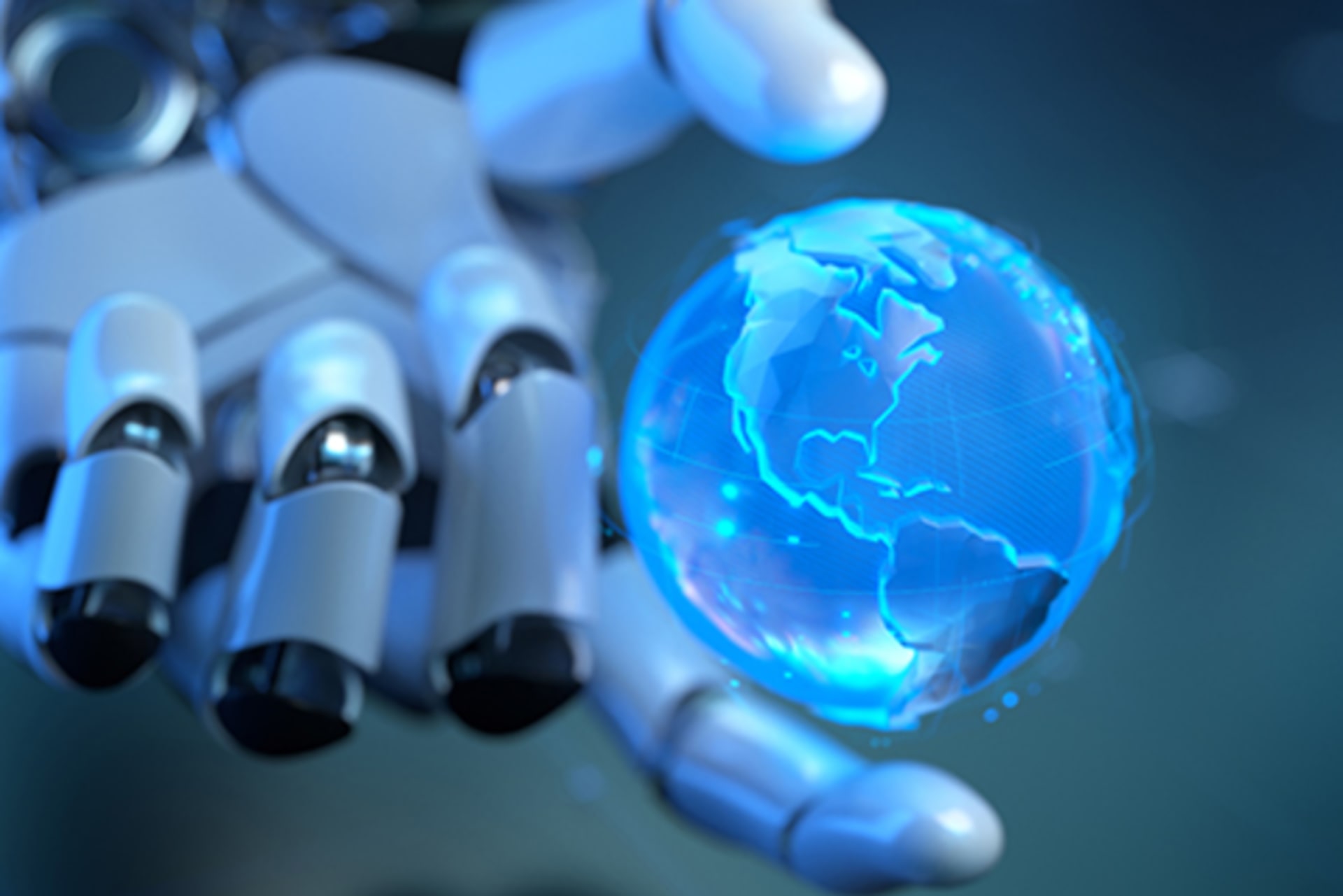 robot and globe