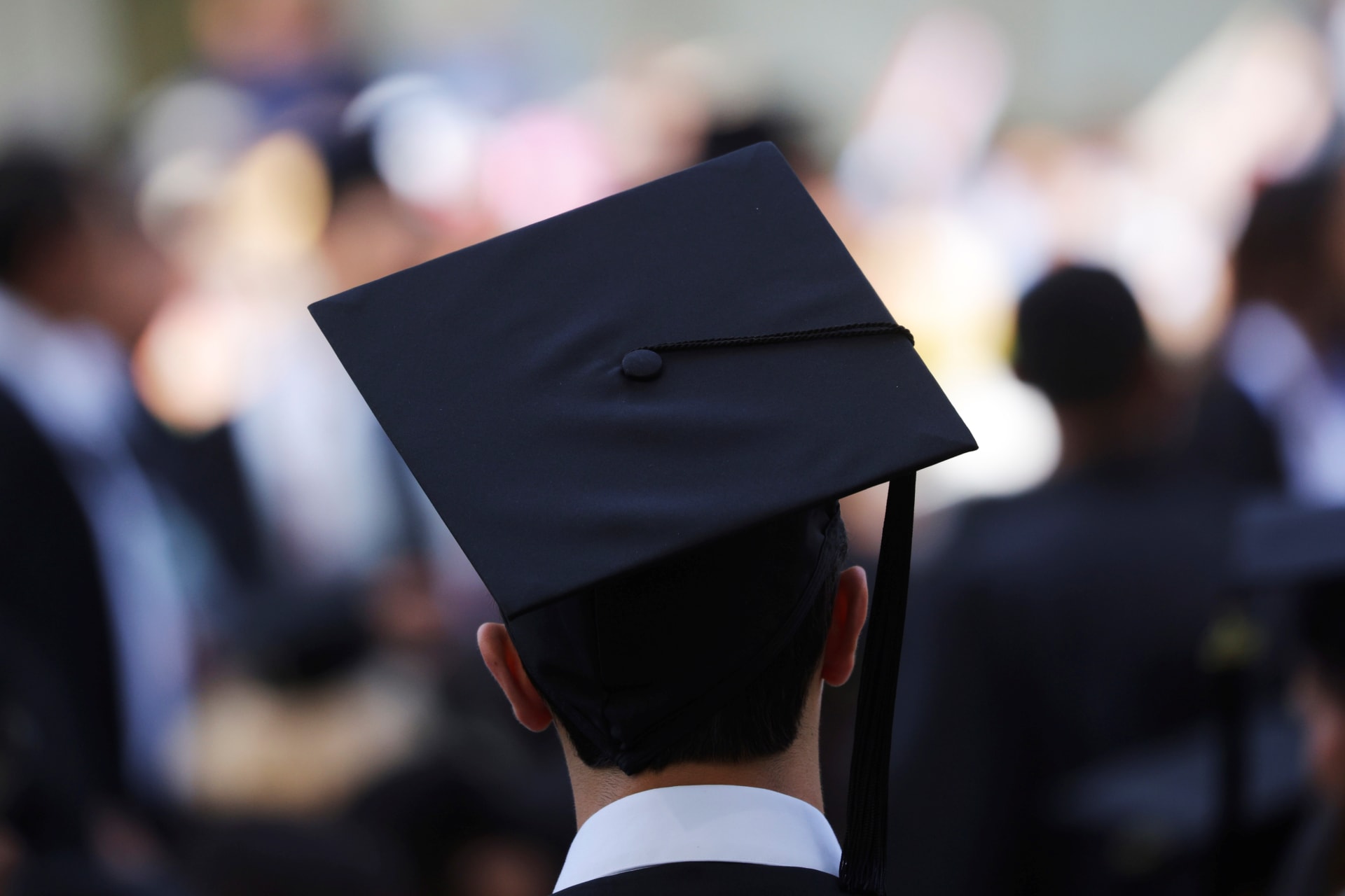 The back of a student's graduation cap at Commencement at the Massachusetts Institute of Technology in Cambridge, Massachusetts, May 2022.