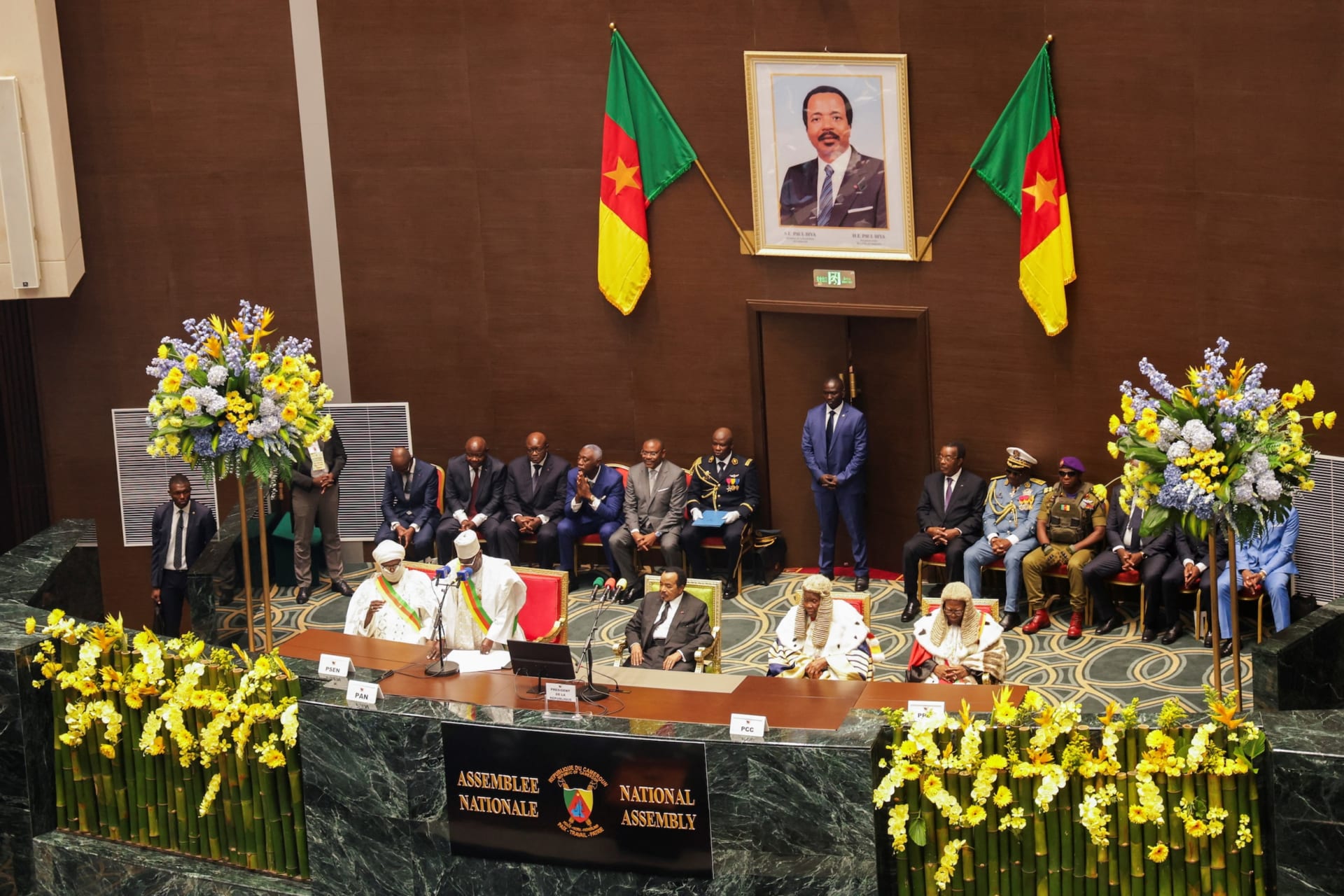 President Paul Biya attends the swearing-in for his eighth term at the Cameroon National Assembly Building in Yaounde, Cameroon on November 6, 2025.