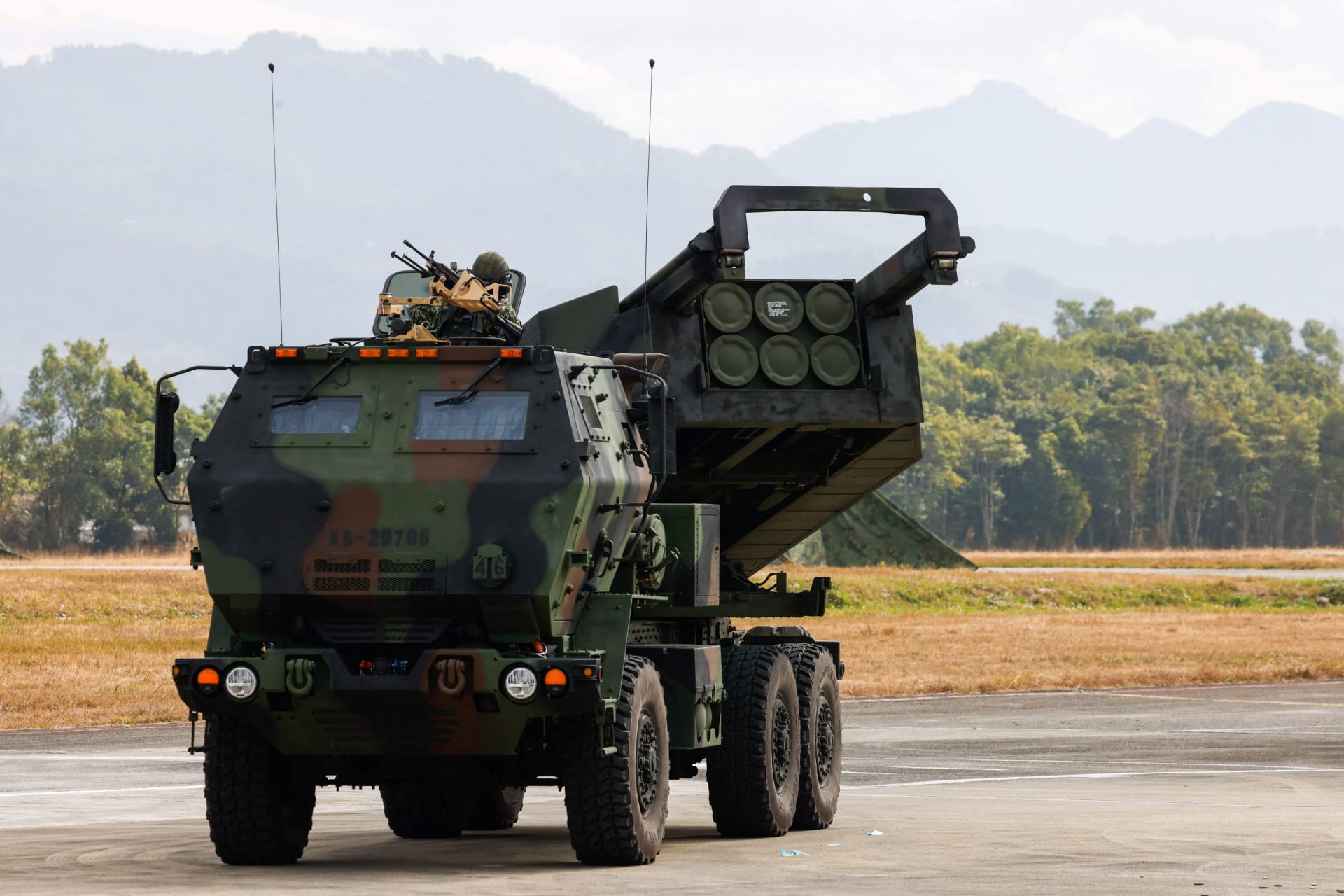 A High Mobility Artillery Rocket System (HIMARS) vehicle is on display during an annual military exercise ahead of Lunar New Year in Taichung, Taiwan, on January 27, 2026. (Ann Wang/Reuters)