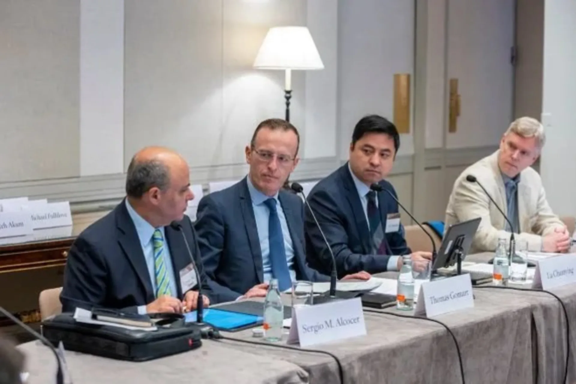 <p>Sergio M. Alcocer, Lu Chuanying, Paul Samson, and Thomas Gomart during the session The Governance of Artificial Intelligence</p>