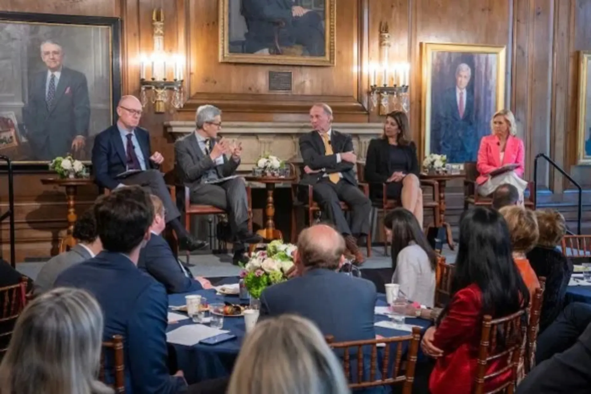 <p>Michael Fullilove, Chen Dongxiao, Richard Haass, Leslie Vinjamuri, and Maragaret Hoover during the CFR general meeting on “International Cooperation in an Era of Great Power Rivalry”</p>