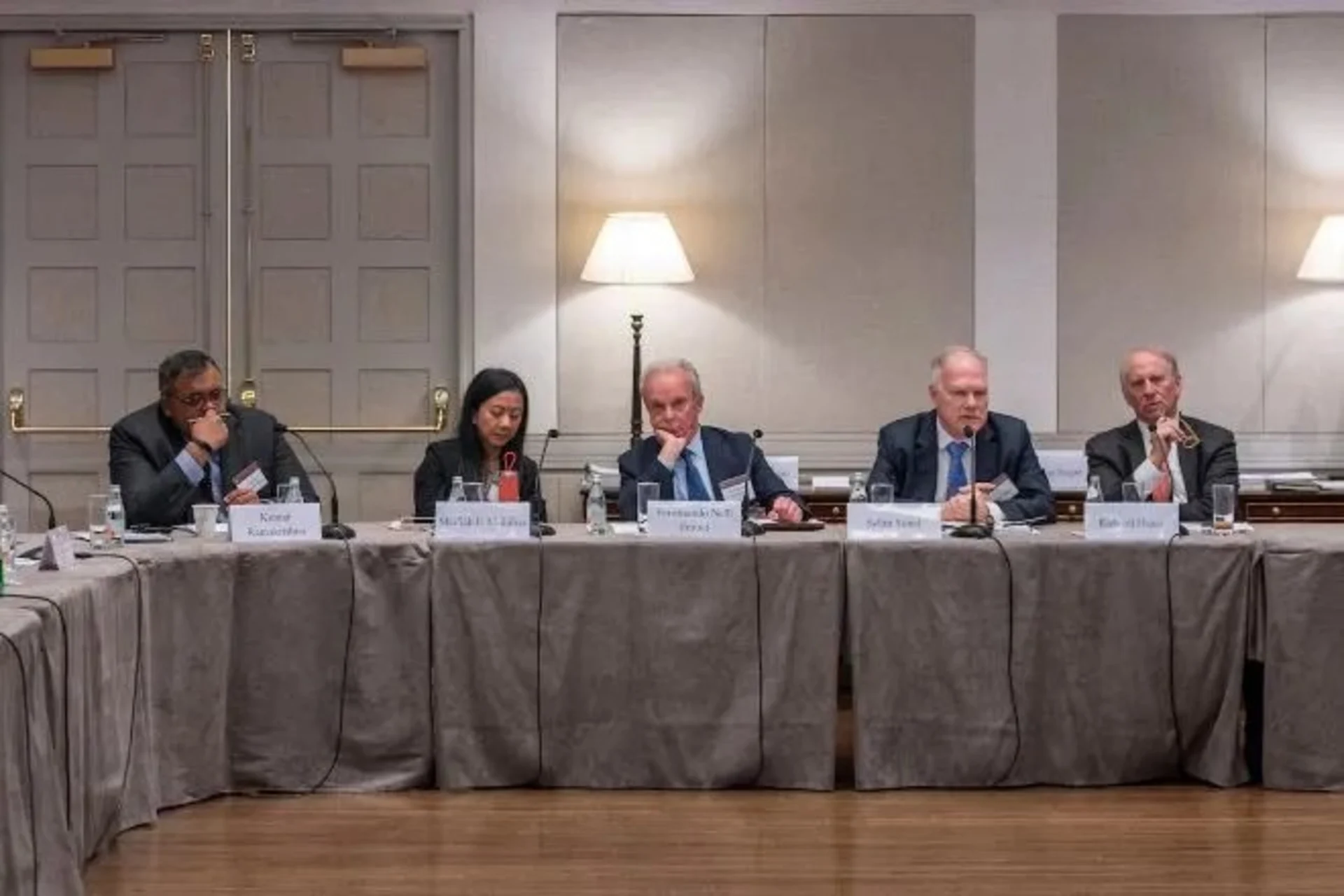 <p>Kumar Ramakrishna. Shafiah F. Muhibat, Ferdinando Nelli Feroci, Selim Yenel, and Richard Haass during the discussion on “Global Divisions and the Future of World Order”</p>