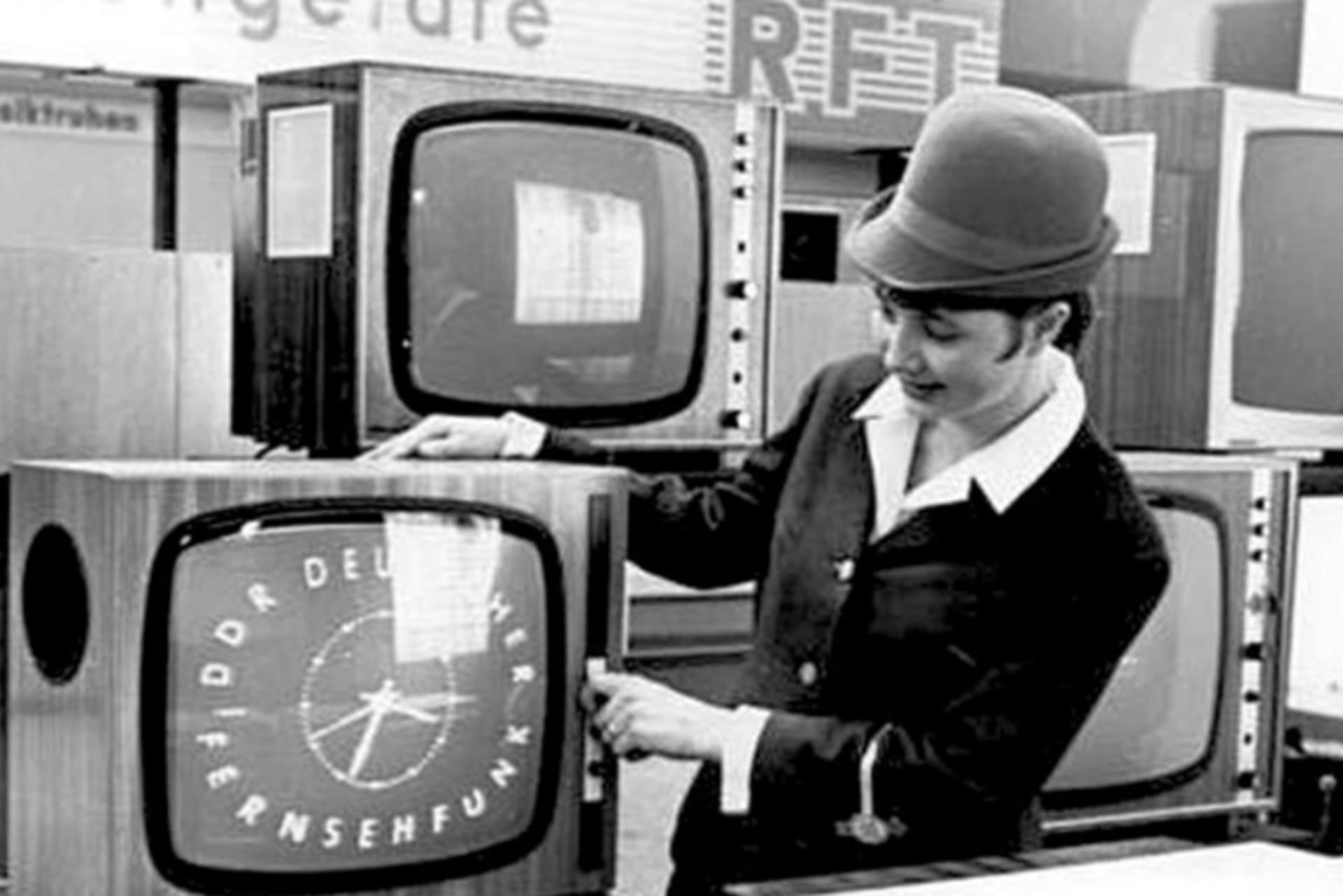Televisions for sale are on display in a department store in Leipzig, East Germany, on March 1, 1968.