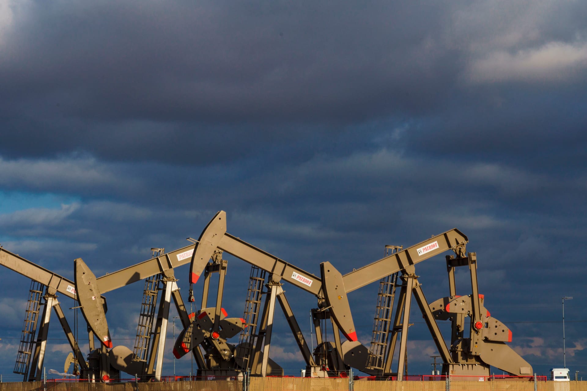 Oil Wells pumping outside of Midland Texas.