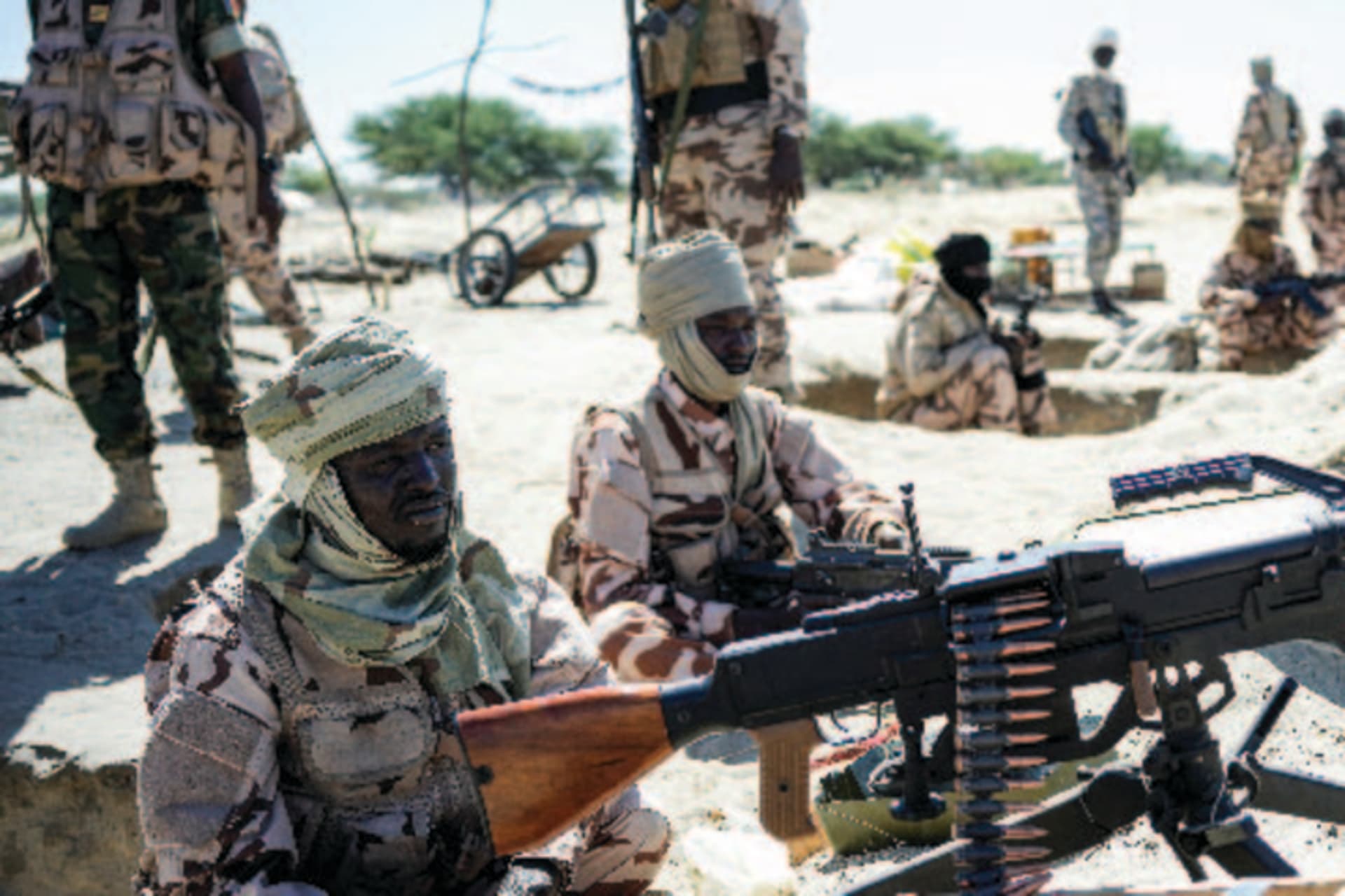 Chadian National Army stand guard against the terrorist group Boko Haram on the island of Bouka-Toulloroum