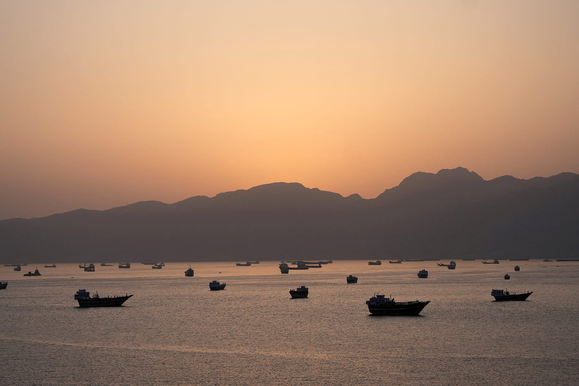 Ships and boats in the Strait of Hormuz, Musandam, Oman, May 1, 2026.