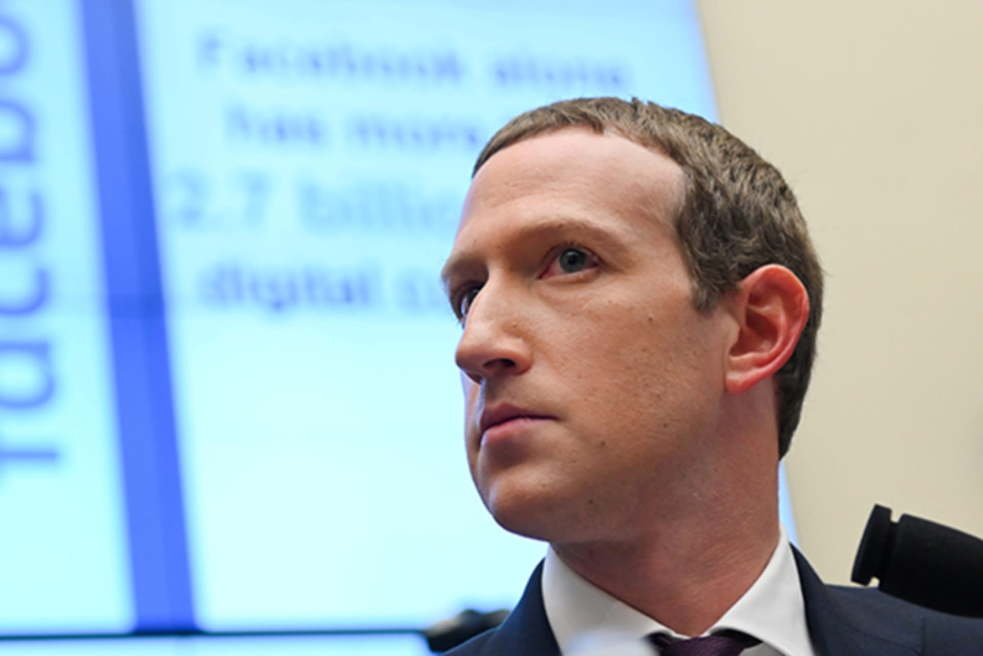 Facebook Chairman and CEO Mark Zuckerberg testifies at a House Financial Services Committee hearing in Washington, DC, on October 23, 2019.