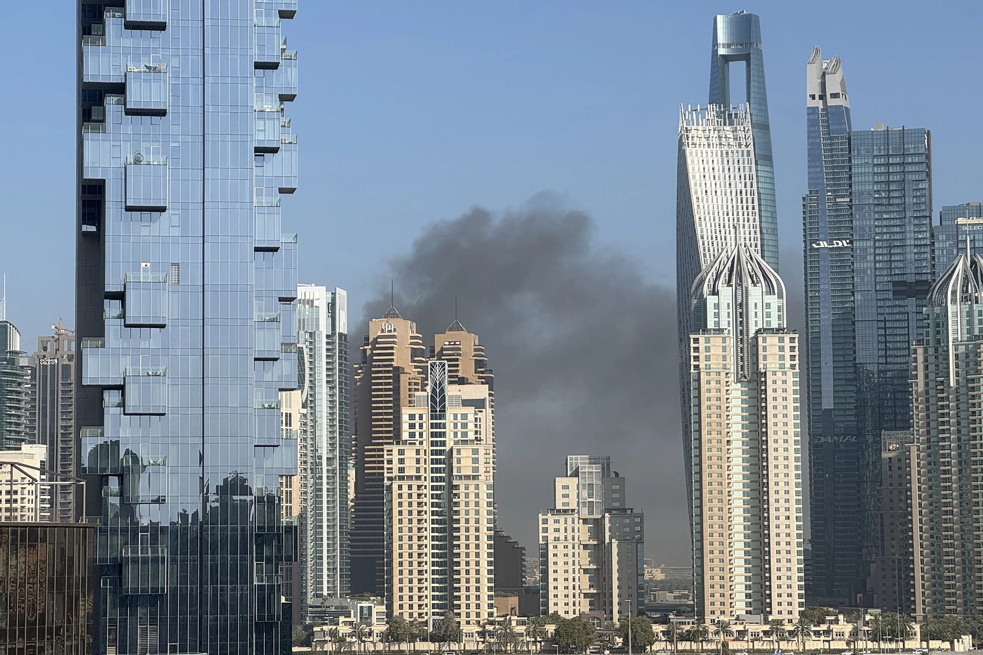 <p>Thick smoke rises from a building in Dubai, the United Arab Emirates, on May 6, 2026. </p>
