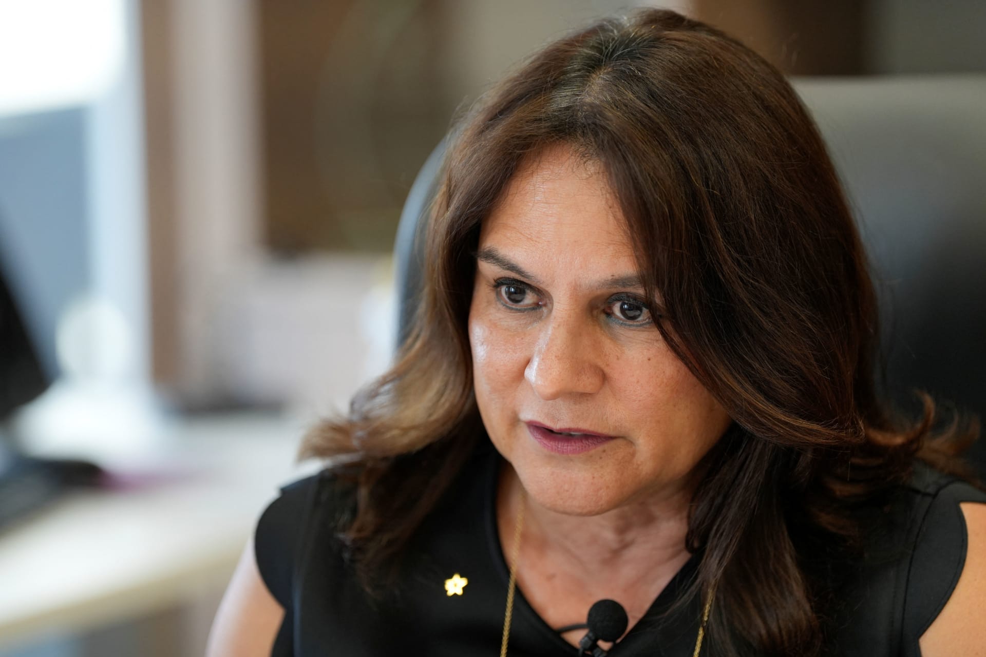 Deputy Administrator of the Panama Canal Authority Ilya Espino de Marotta is interviewed by Reuters, in Panama City, Panama