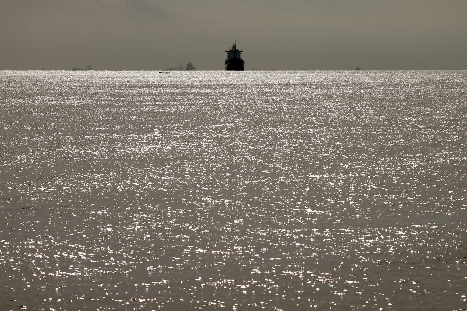 Tanker travels through the Singapore Strait