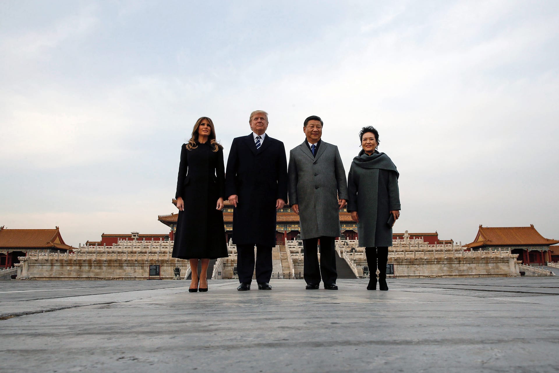 U.S. President Donald Trump and U.S. first lady Melania visit the Forbidden City with China's President Xi Jinping and China's First Lady Peng Liyuan in Beijing, China, November 8, 2017.