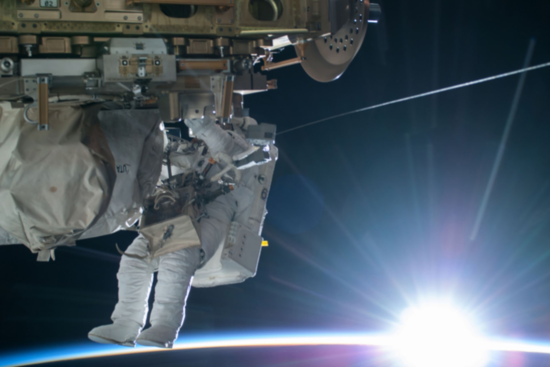 <p>NASA astronaut works on the International Space Station on February 21, 2015.</p>