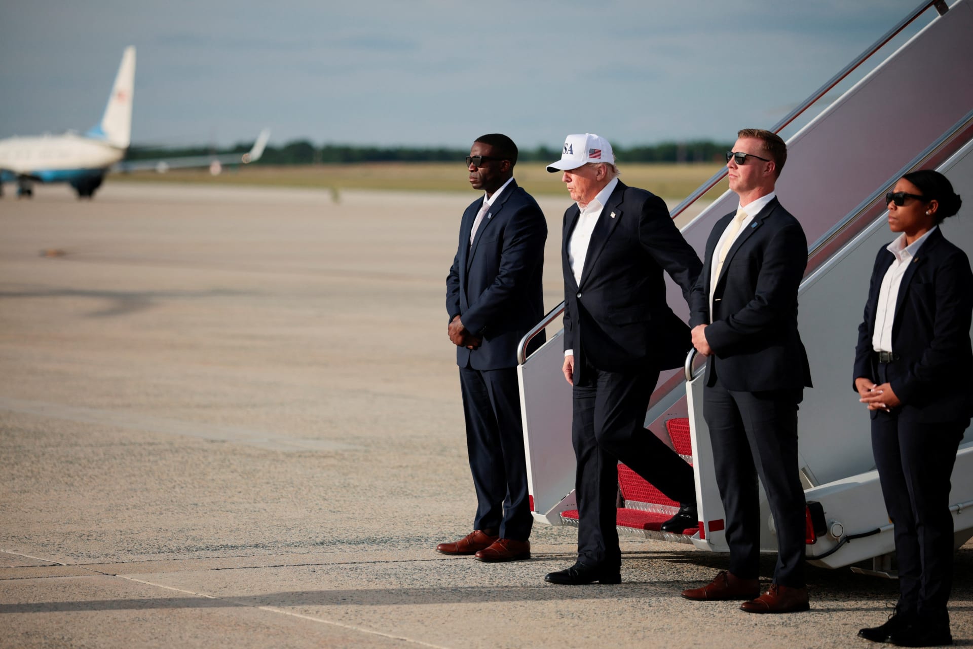 U.S. President Donald Trump disembarks Air Force One following his trip to China at Joint Base Andrews, Maryland, U.S., May 15, 2026. REUTERS/Evan Vucci