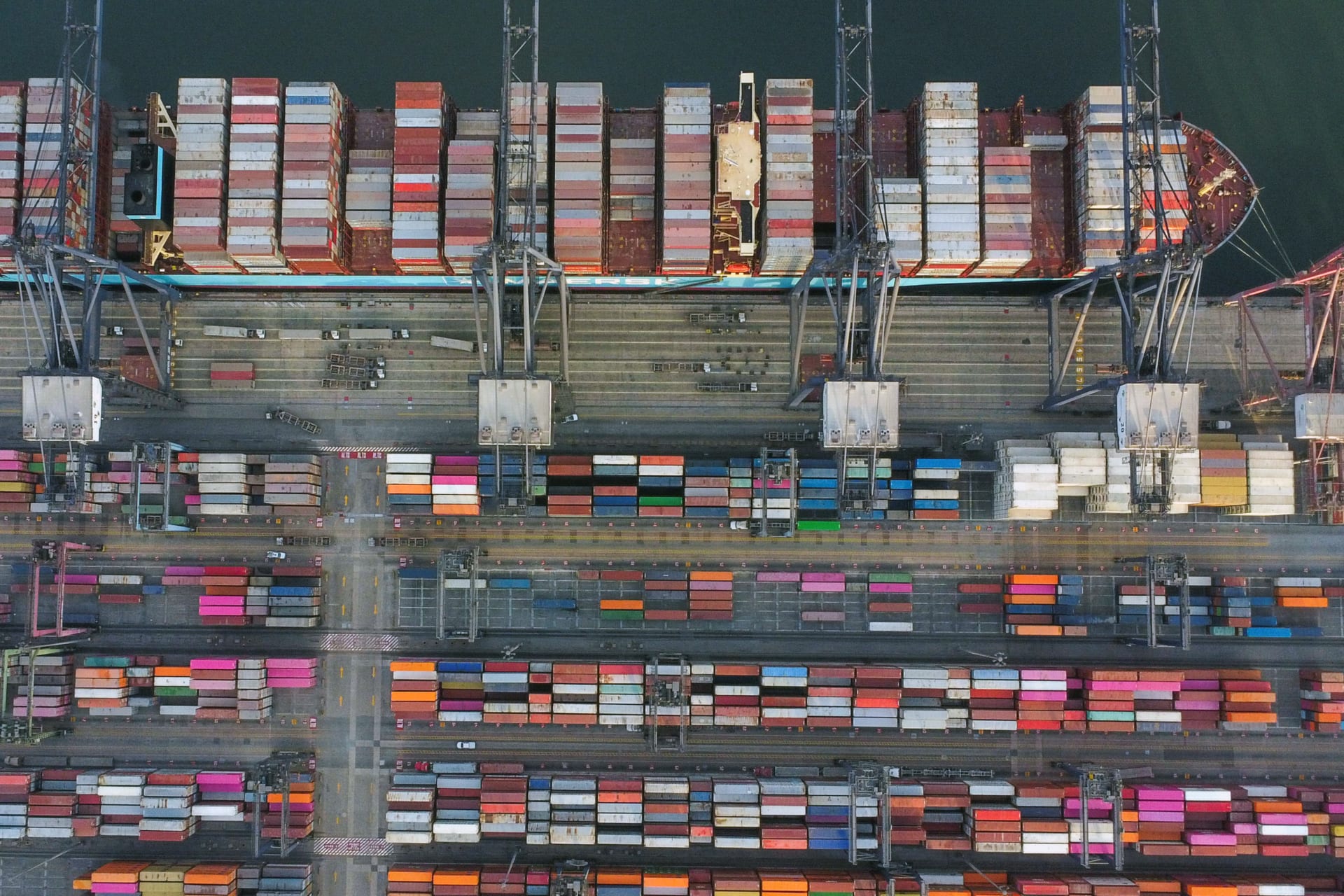 A drone view shows the Manzanillo seaport in Manzanillo, Mexico