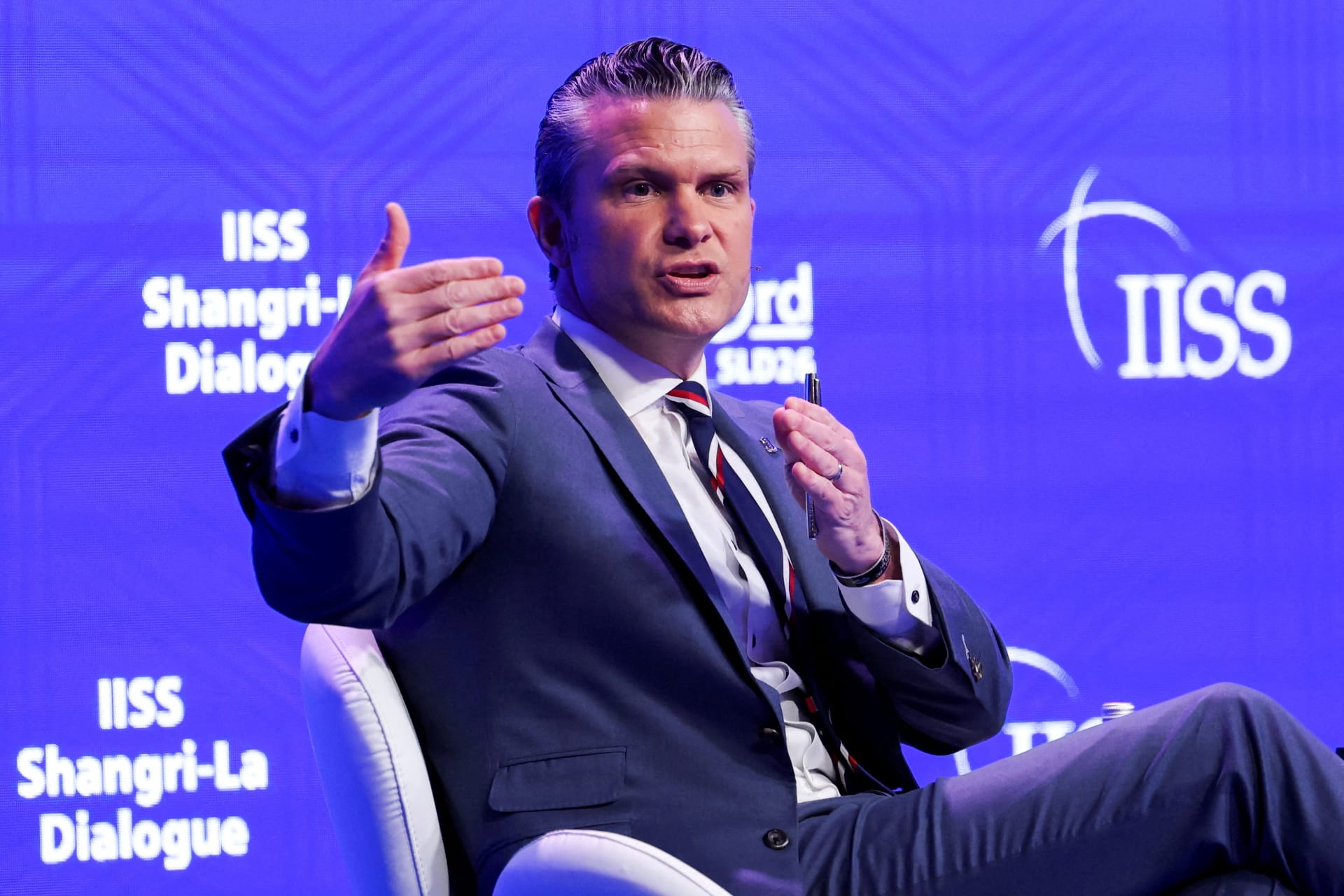 <p>U.S. Secretary of Defense Pete Hegseth speaks at the IISS Shangri-La Dialogue security summit in Singapore, May 30, 2026.</p>