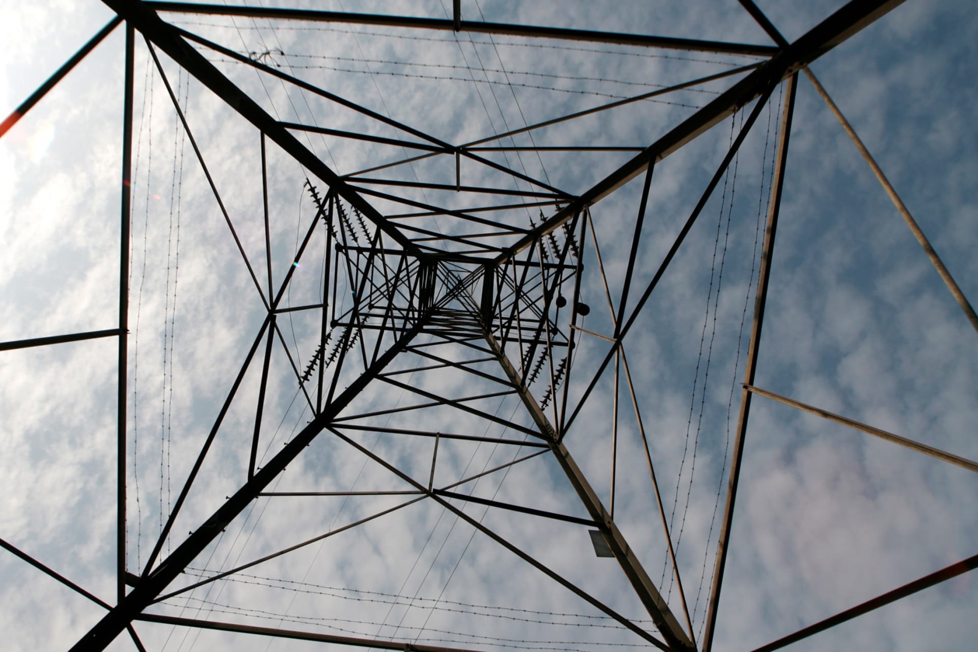 A view of an electrical plant tower.