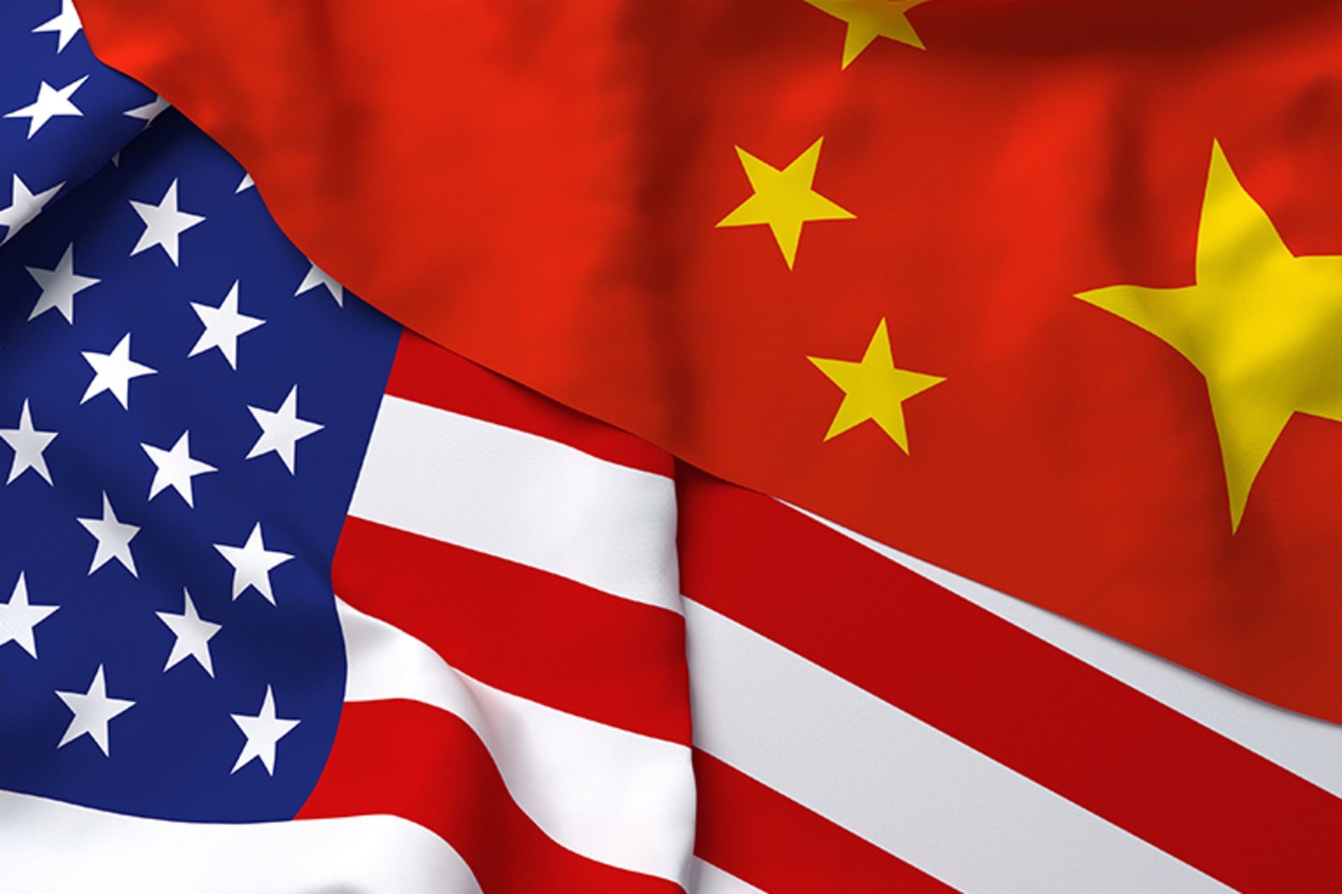 The American and Chinese flags laid on top of each other.