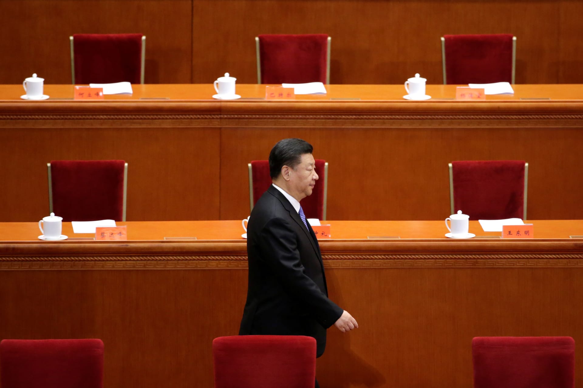 Chinese President Xi Jinping arrives for an event commemorating the 200th birth anniversary of the founding father of communism Karl Marx in Beijing